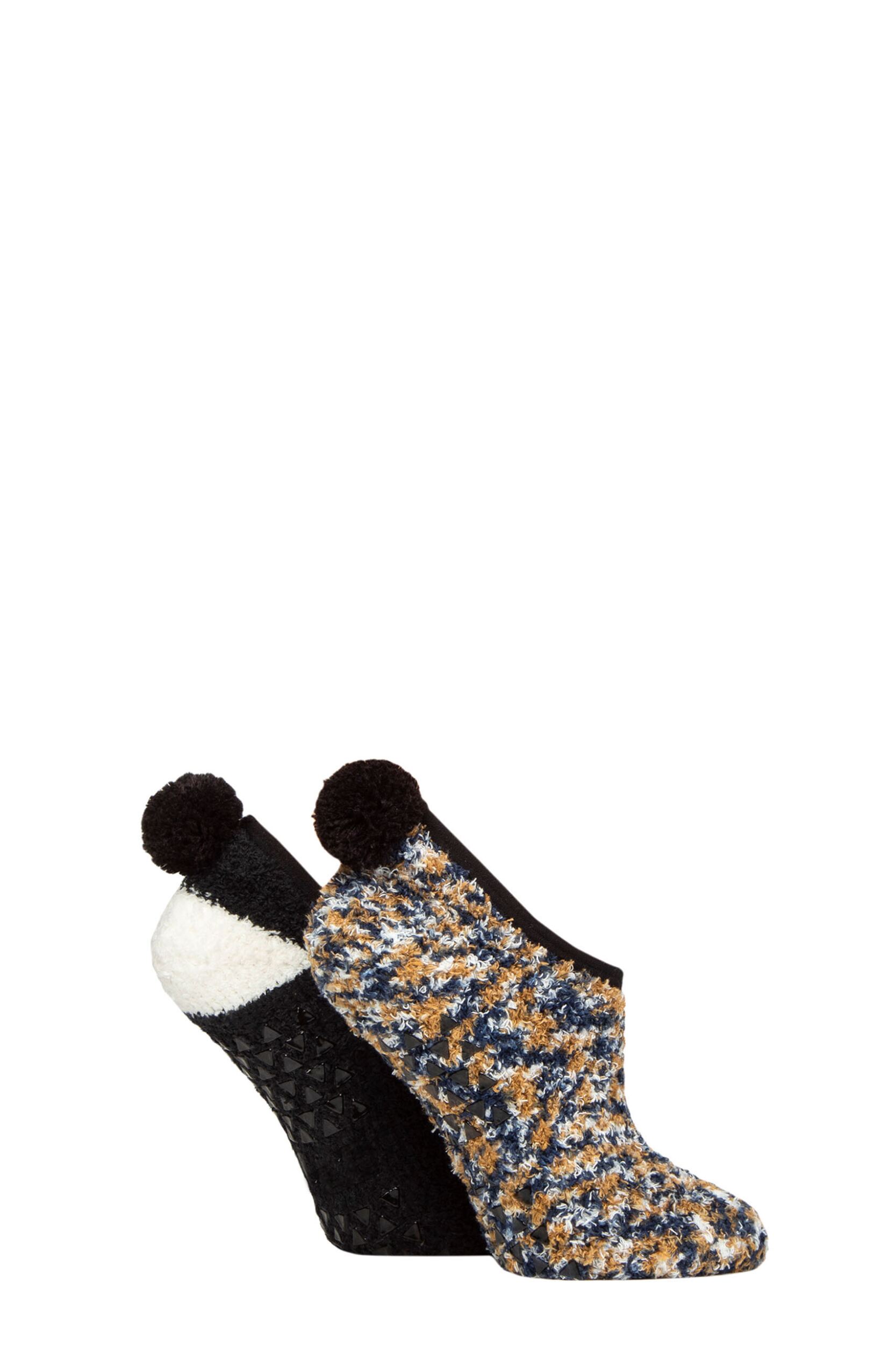 Women's 2 Pair SOCKSHOP Pom Pom Mary Jane Socks French Mustard 4-8
