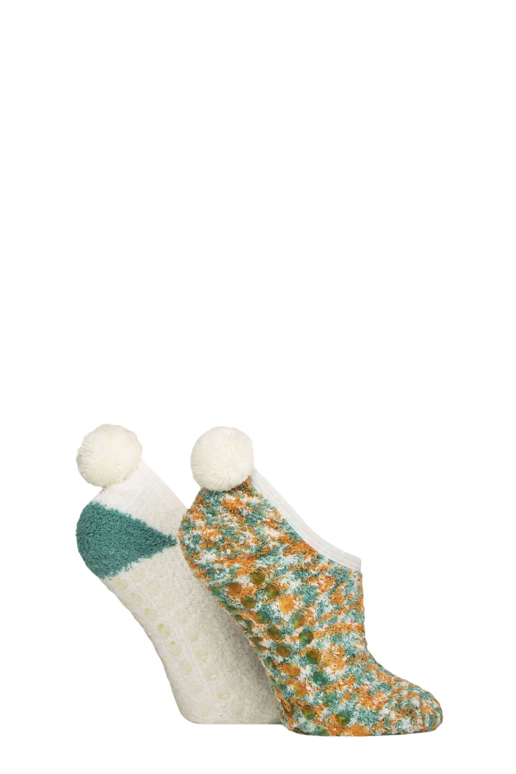 Women's 2 Pair SOCKSHOP Pom Pom Mary Jane Socks Marmalade 4-8