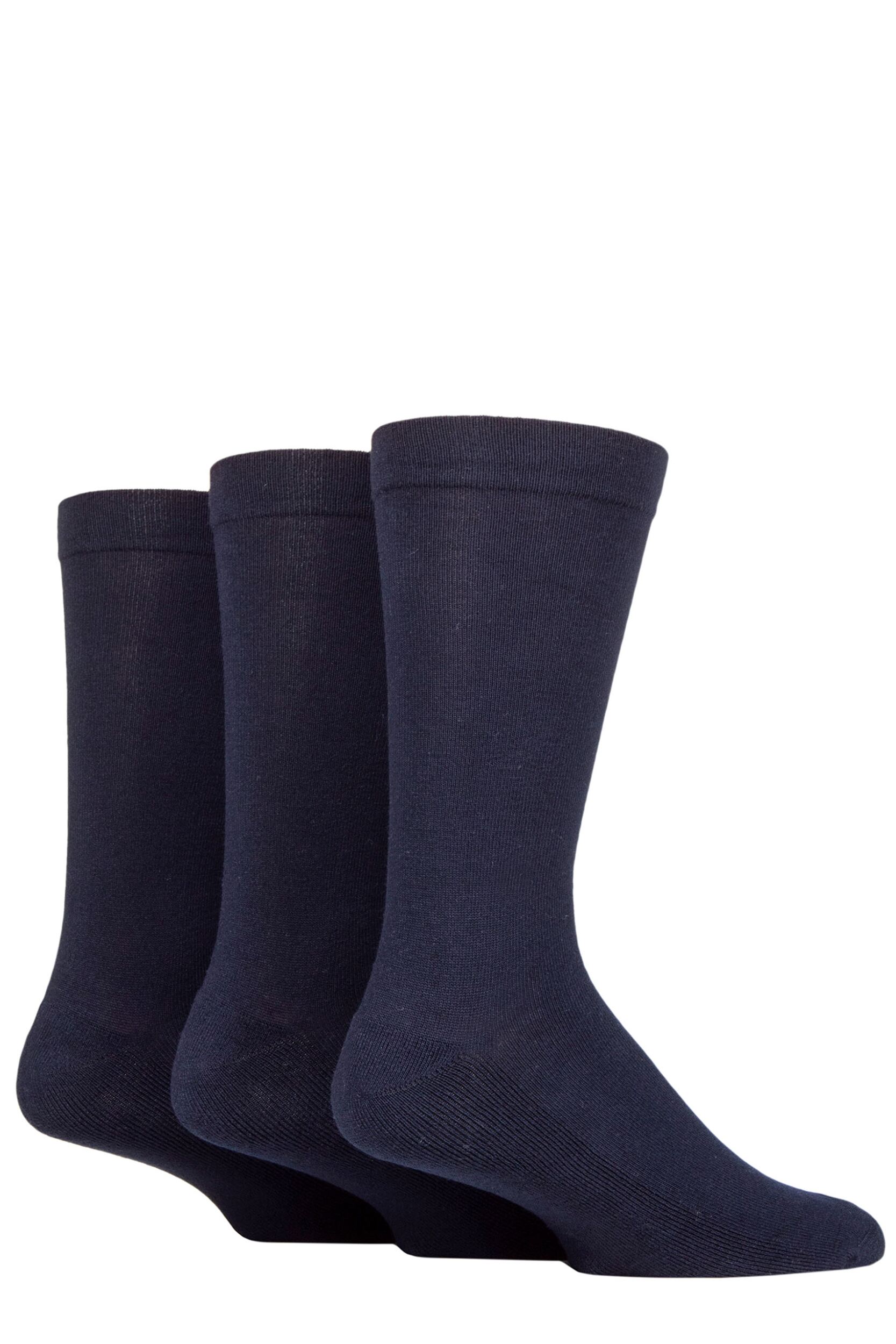 Mens 3 Pair SOCKSHOP Half Cushion Gentle Bamboo Socks Navy 7-11 Mens