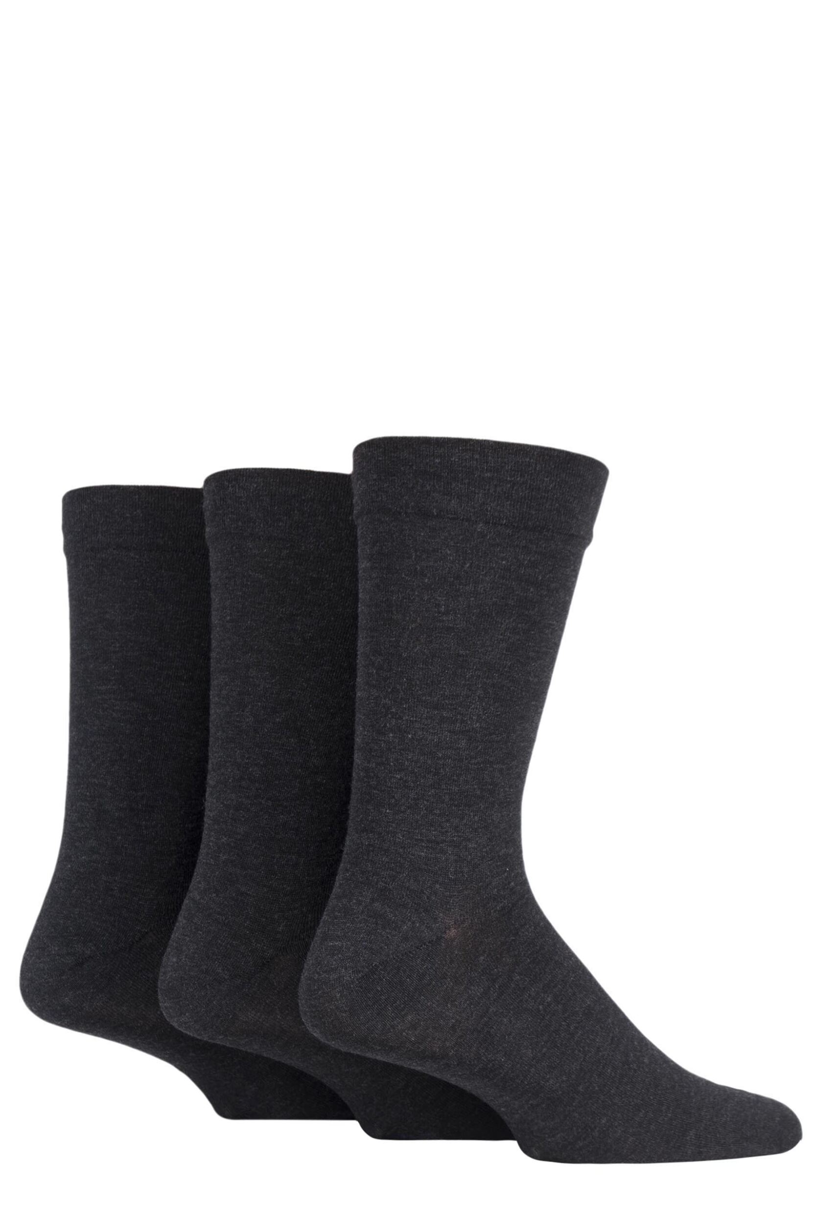 3 Pair Greys Comfort Cuff Plain Gentle Bamboo Socks with Smooth Toe Seams Men's 7-11 Mens - SOCKSHOP