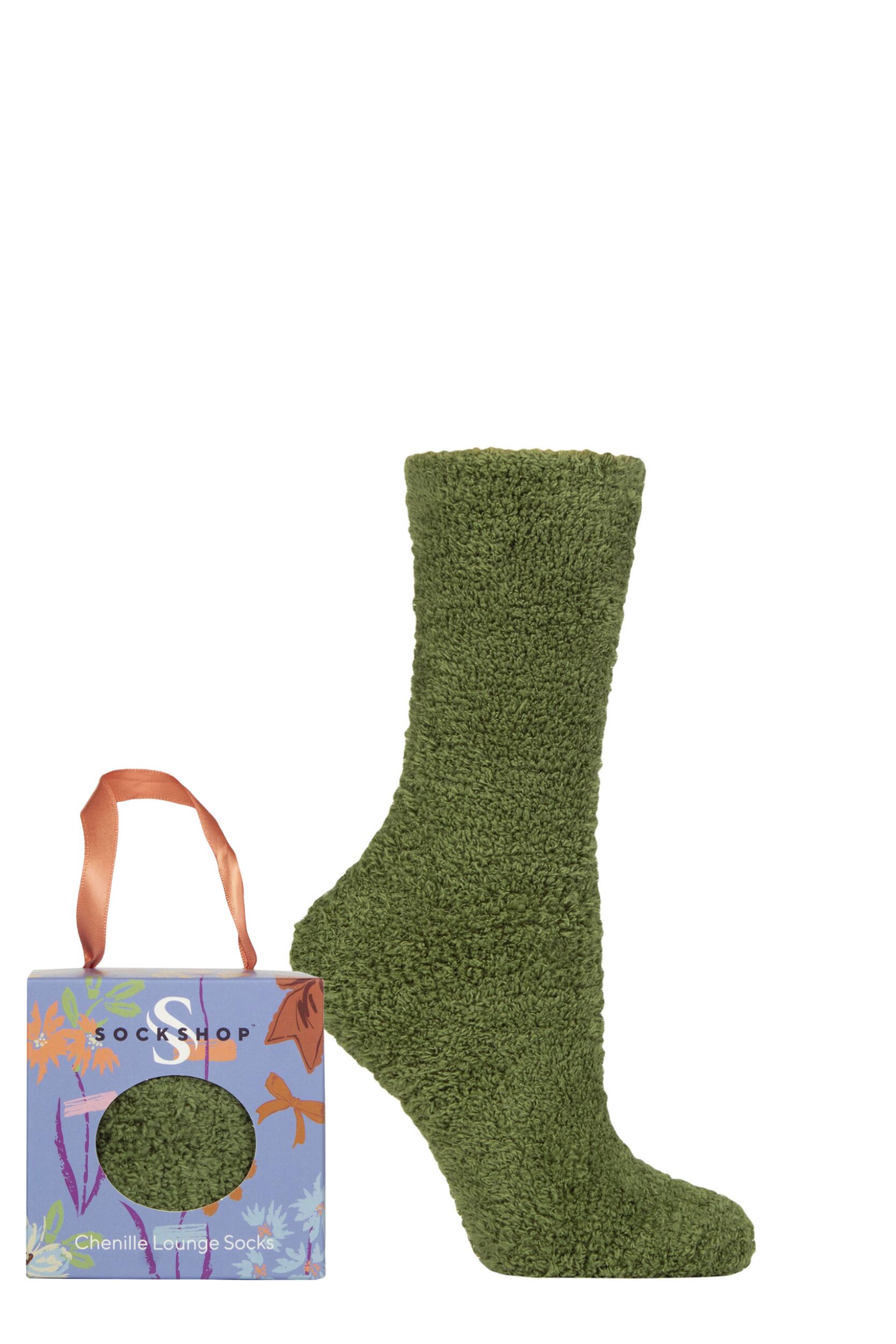 Image of Women's 1 Pair SOCKSHOP Super Cosy Gift Boxed Socks Olive Terrain 4-8