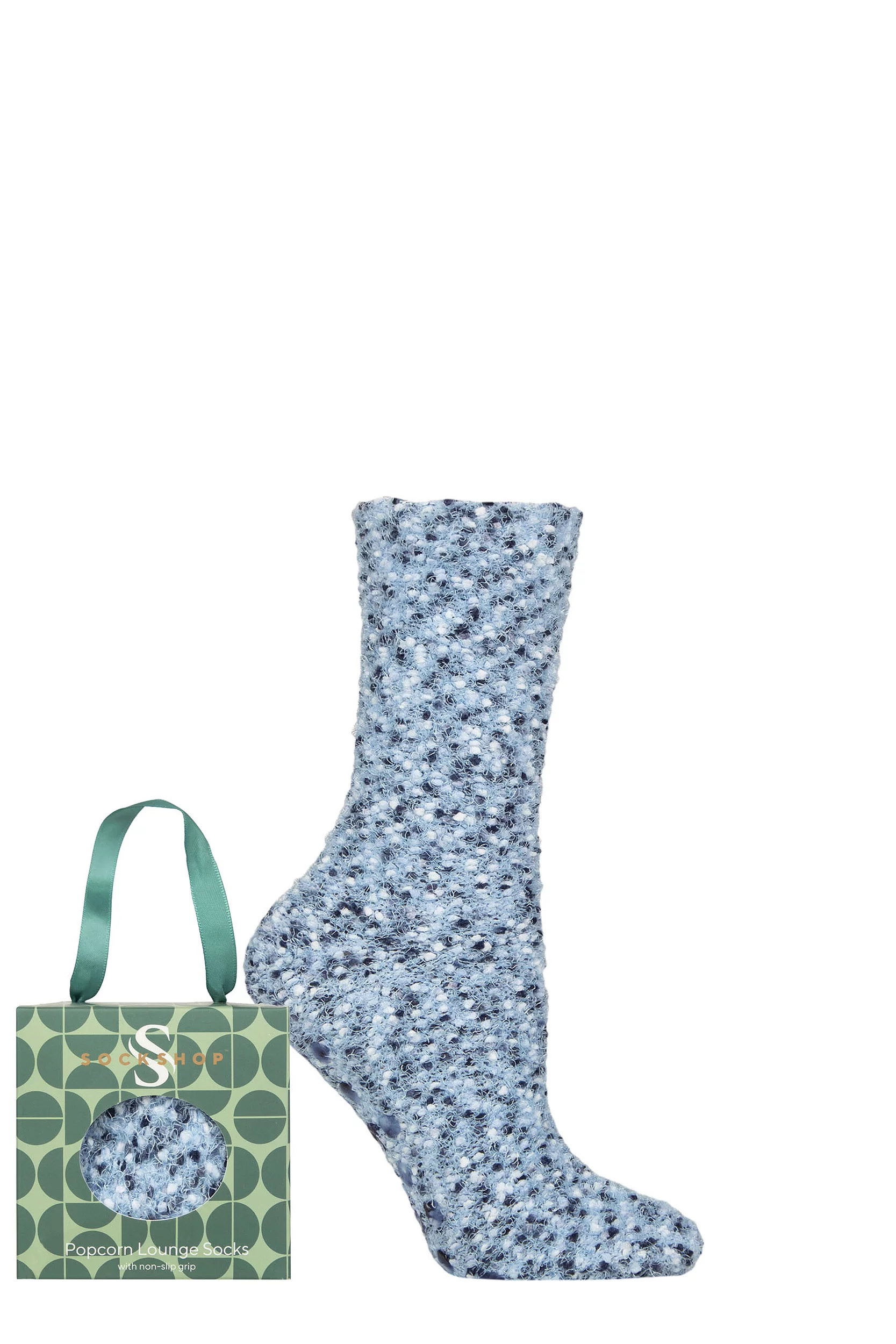 Women's 1 Pair SOCKSHOP Popcorn Cosy Gift Boxed Lounge Socks Frosty Blue 4