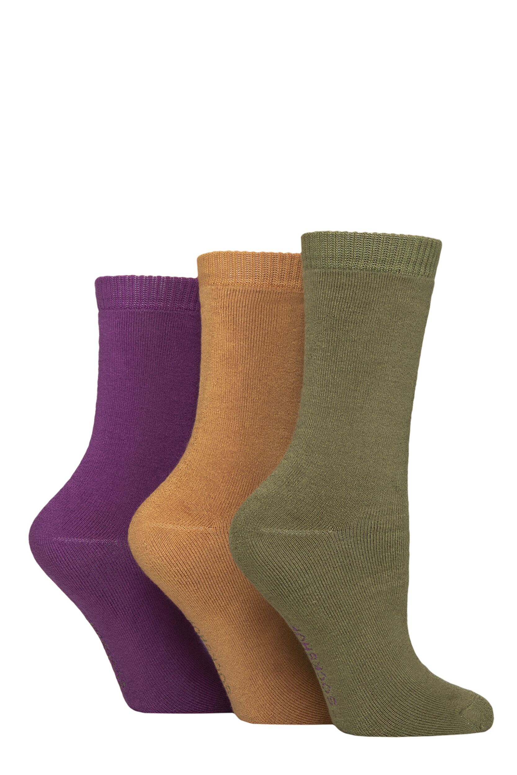 Women's 3 Pair SOCKSHOP Cushioned Bamboo Boot Socks Wild Terrain 4-8