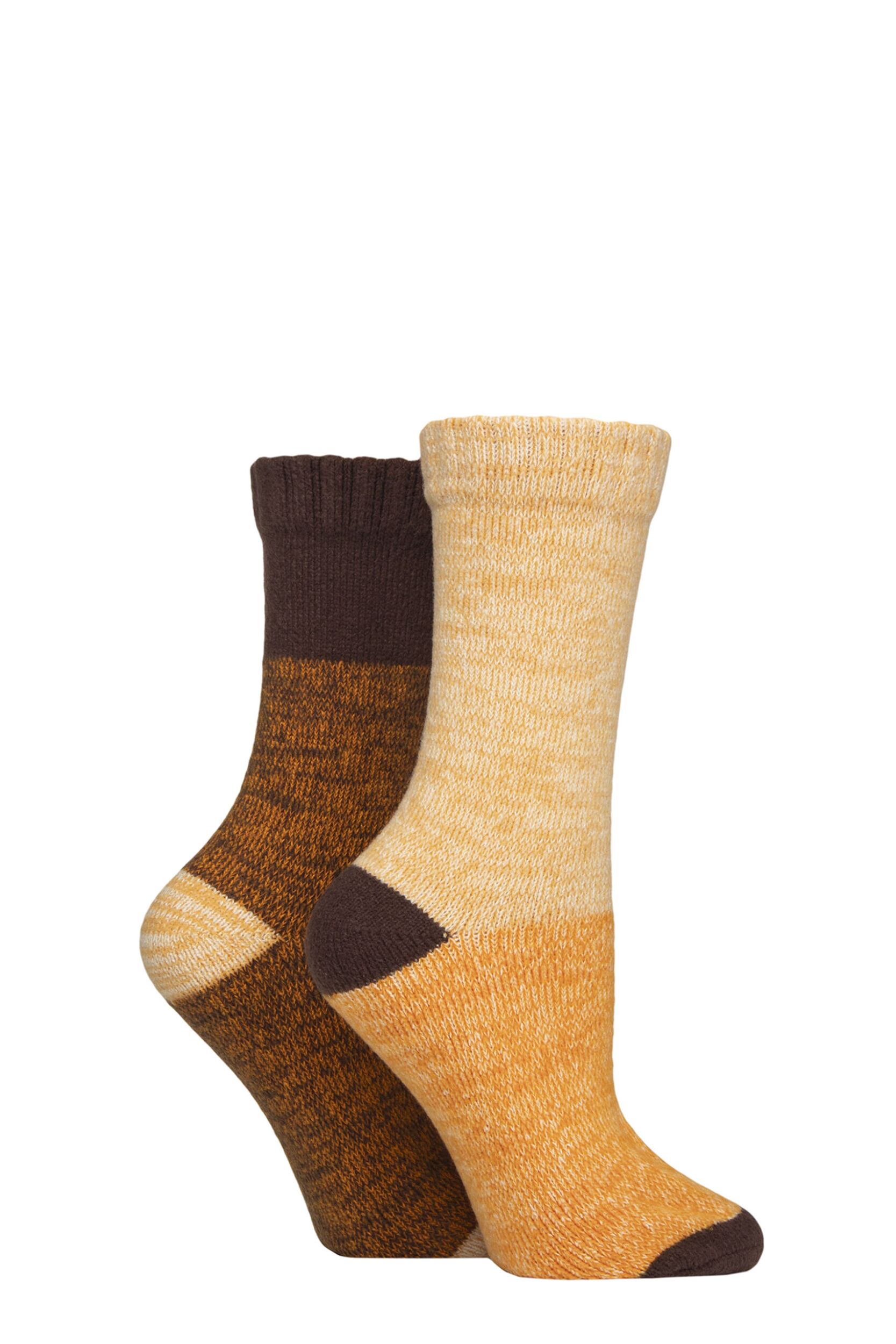Women's 2 Pair SOCKSHOP Velvet Soft Boot Socks Honey Glaze 4-8
