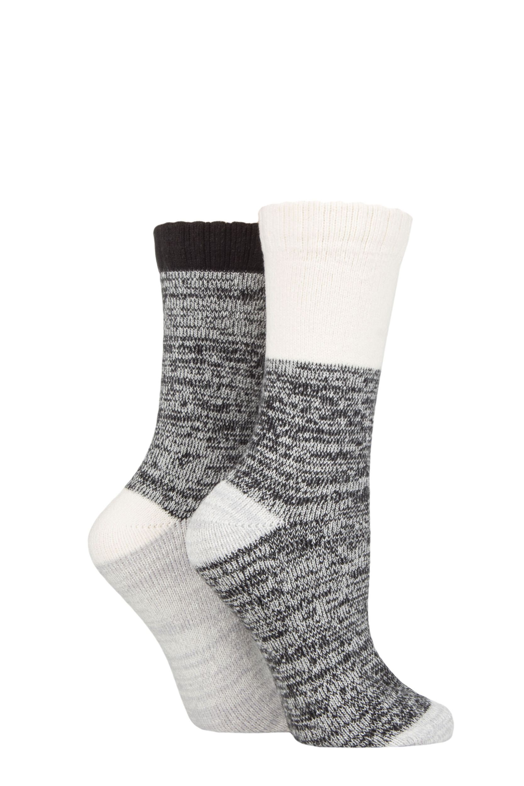 Women's 2 Pair SOCKSHOP Velvet Soft Boot Socks Black 4-8 Ladies