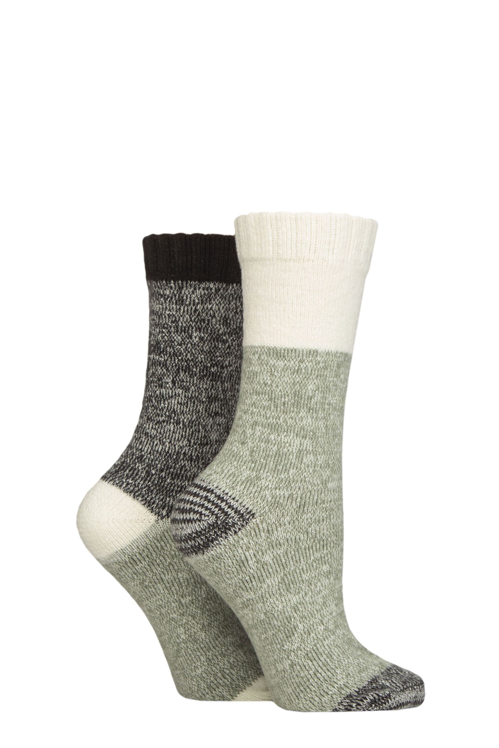 Women's 2 Pair SOCKSHOP Velvet Soft Boot Socks Light Pine 4-8 Ladies