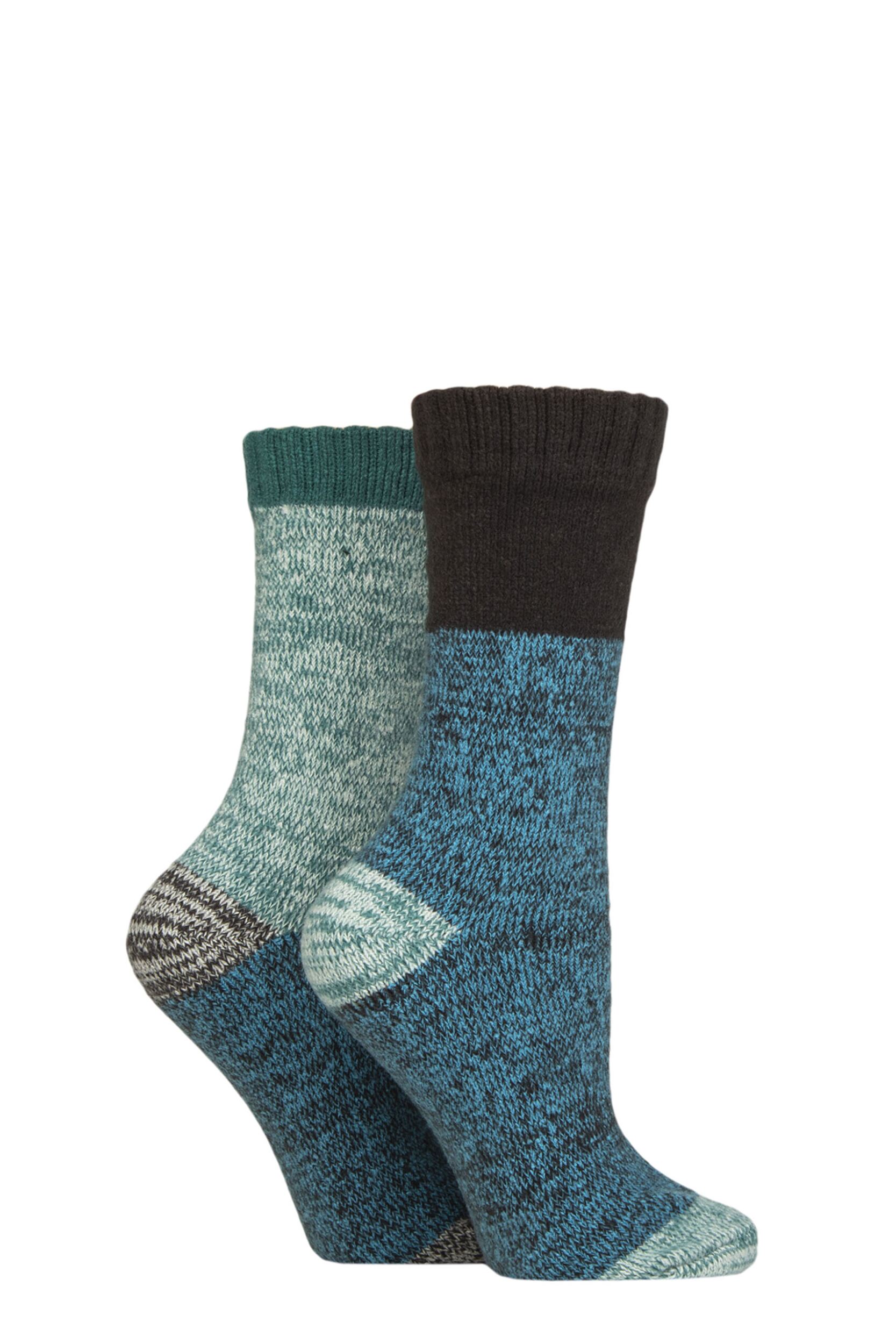 Women's 2 Pair SOCKSHOP Velvet Soft Boot Socks Storm 4-8 Ladies