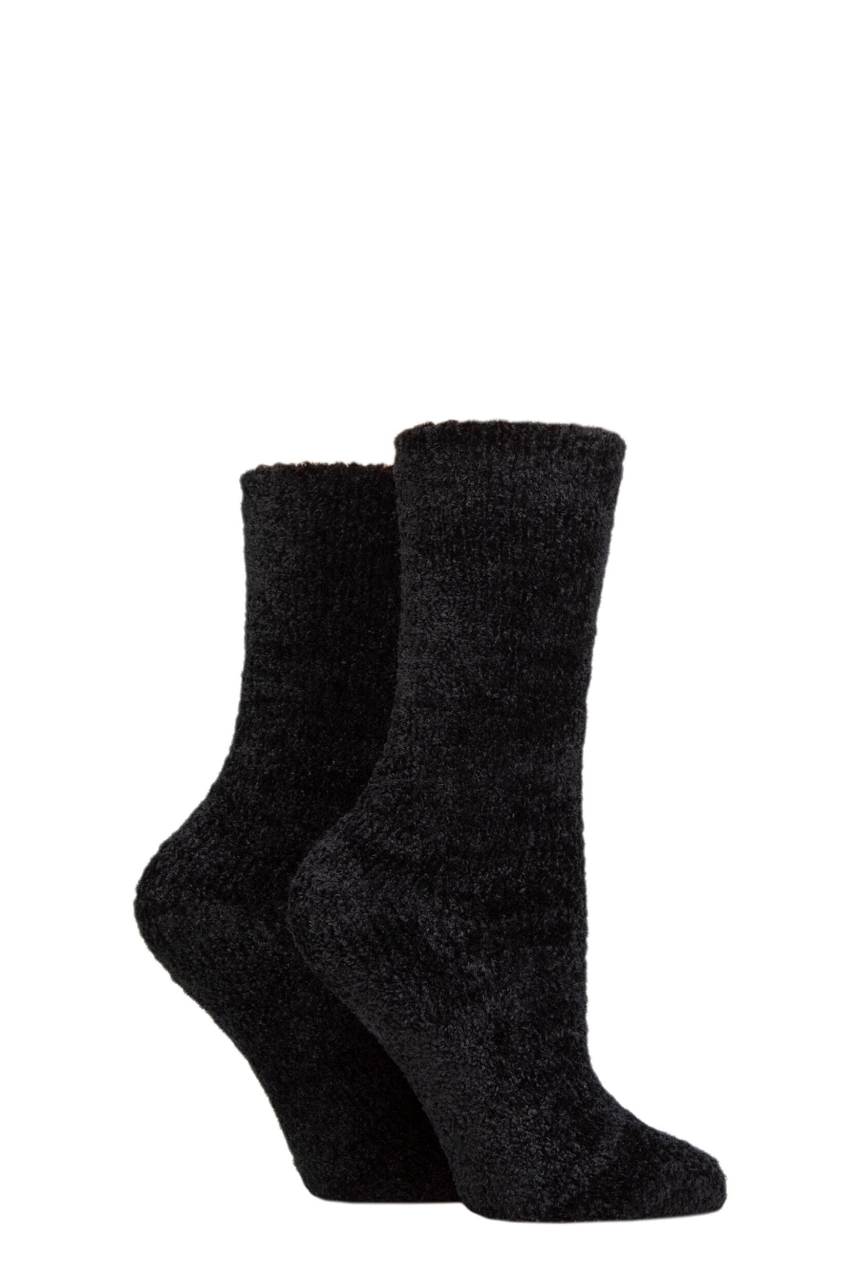 Image of Women's 2 Pair SOCKSHOP Chenille Boot Socks Black 4-8