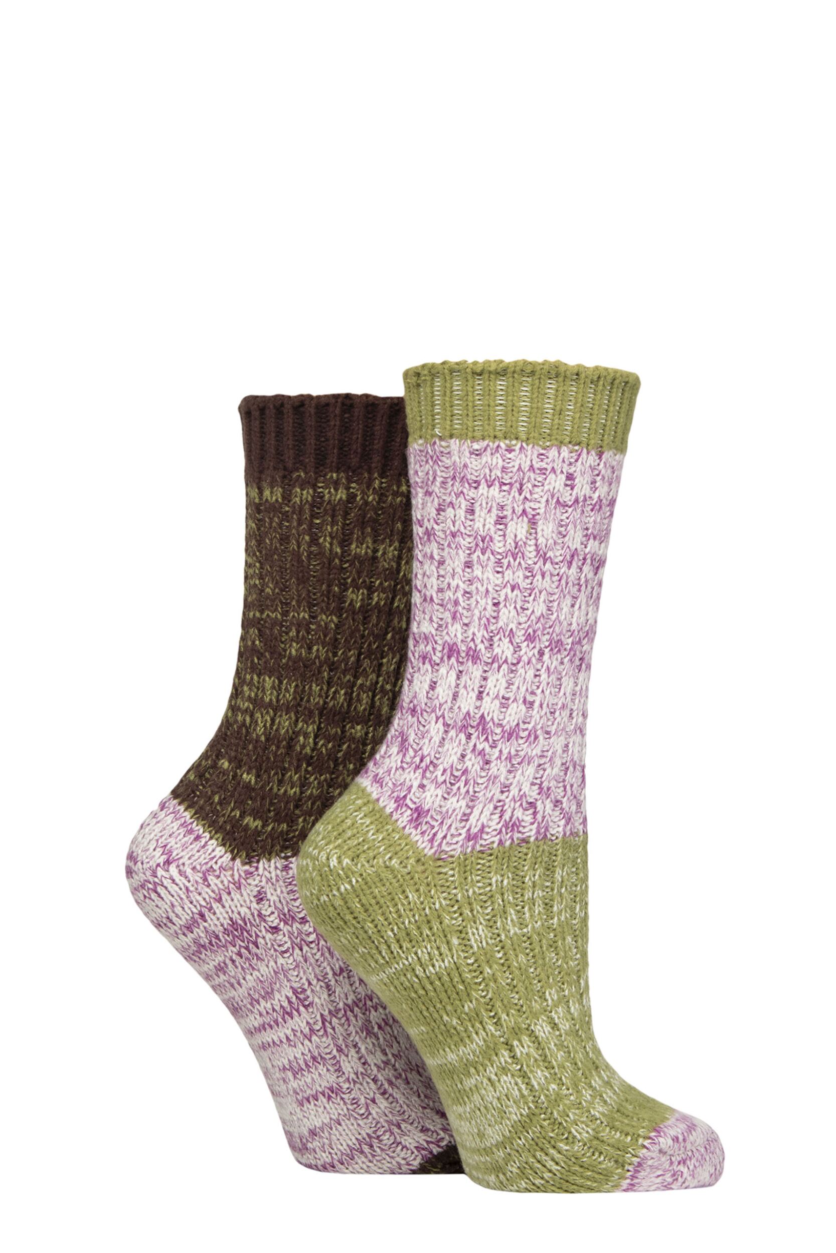Women's 2 Pair SOCKSHOP Velvet Soft Chunky Rib Boot Socks Wild Terrain 4-8