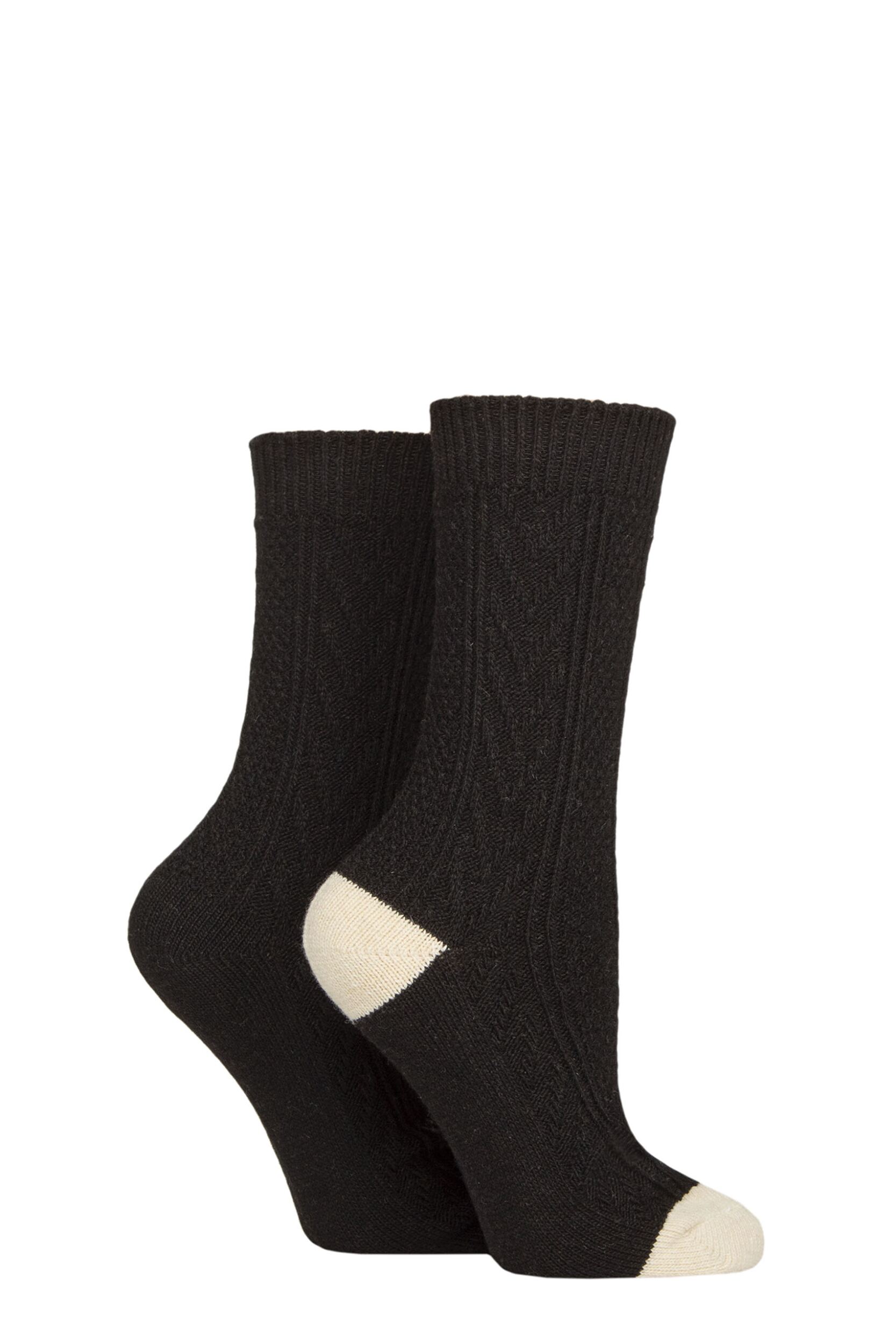 Women's 2 Pair SOCKSHOP Wool Mix Boot Socks Black 4-8