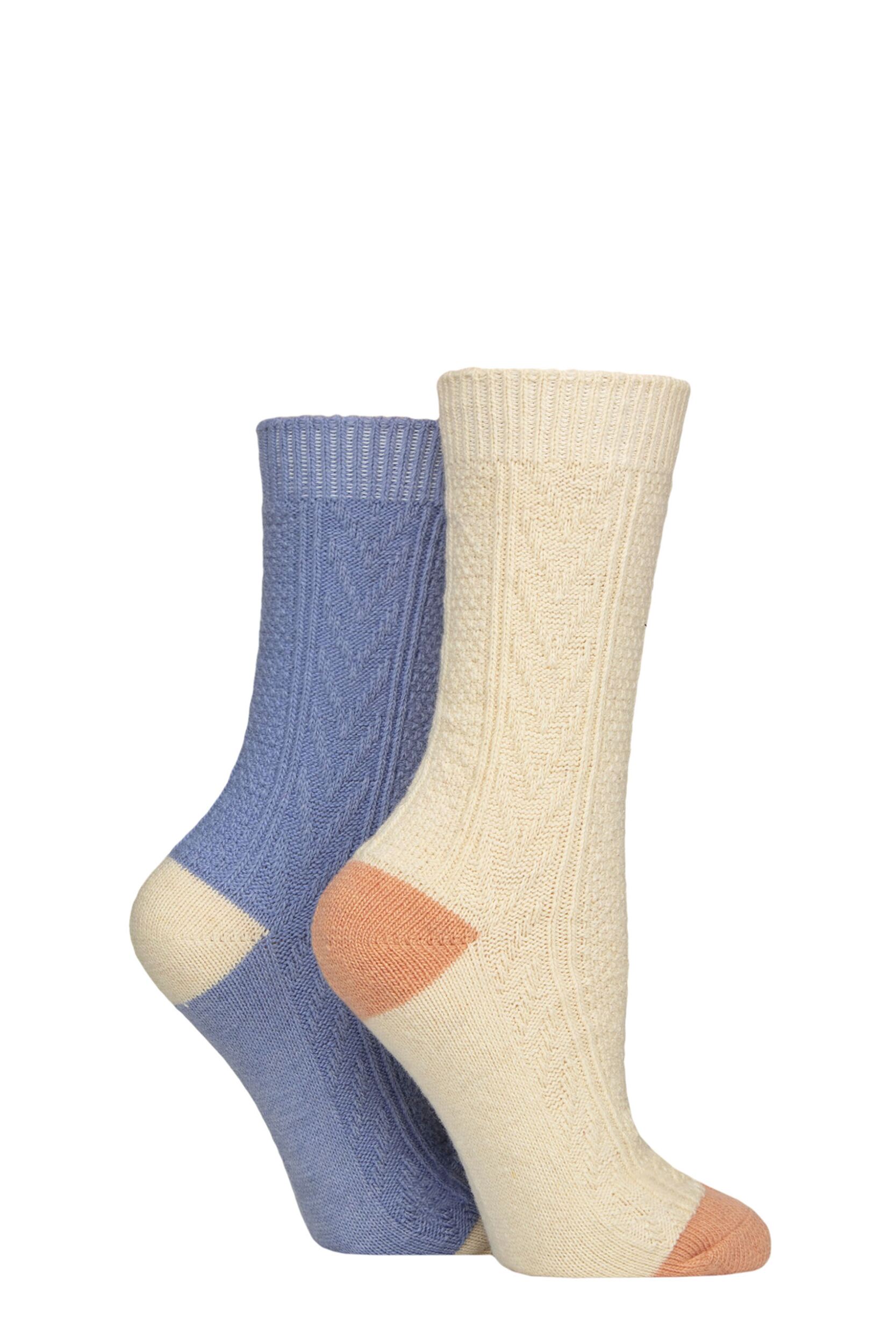 Women's 2 Pair SOCKSHOP Wool Mix Boot Socks Crisp Winter 4-8