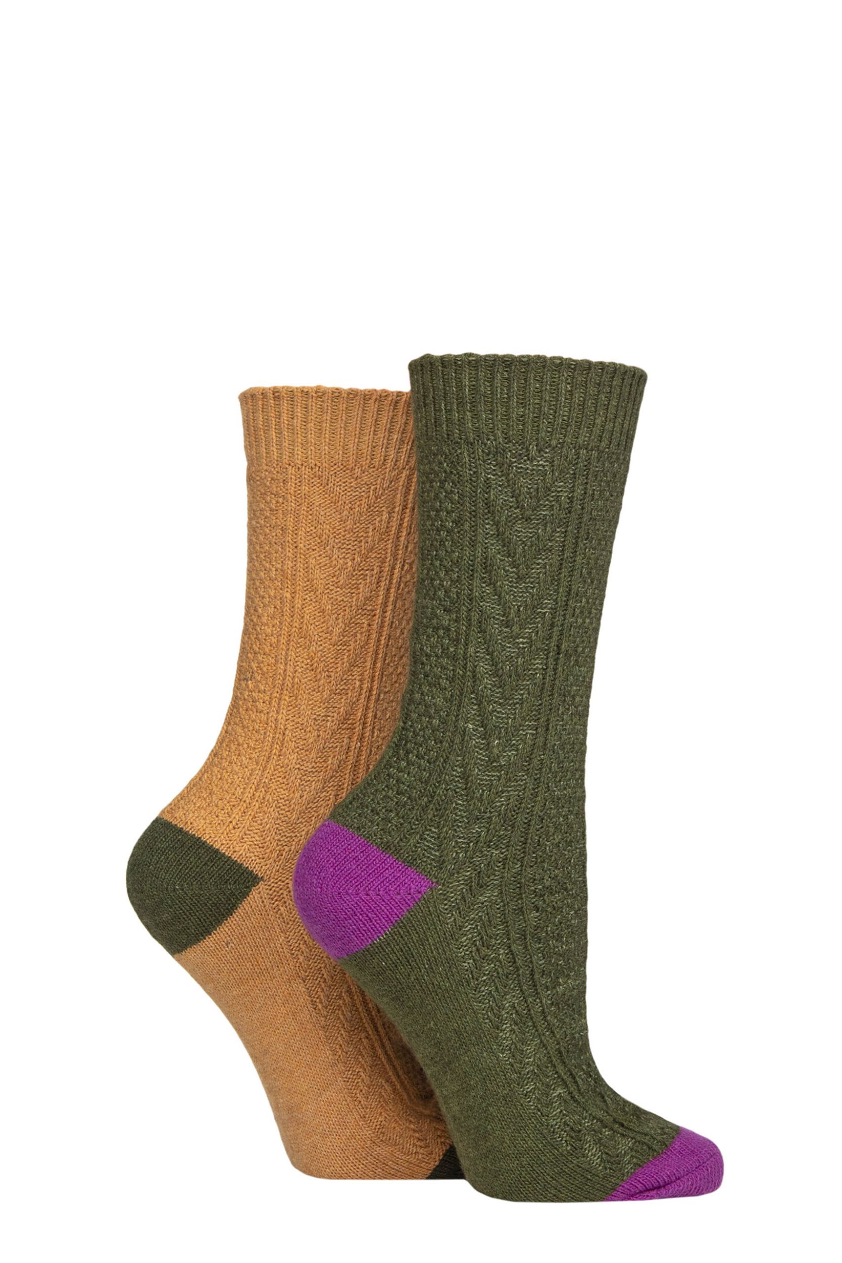 Women's 2 Pair SOCKSHOP Wool Mix Boot Socks Wild Terrain 4-8