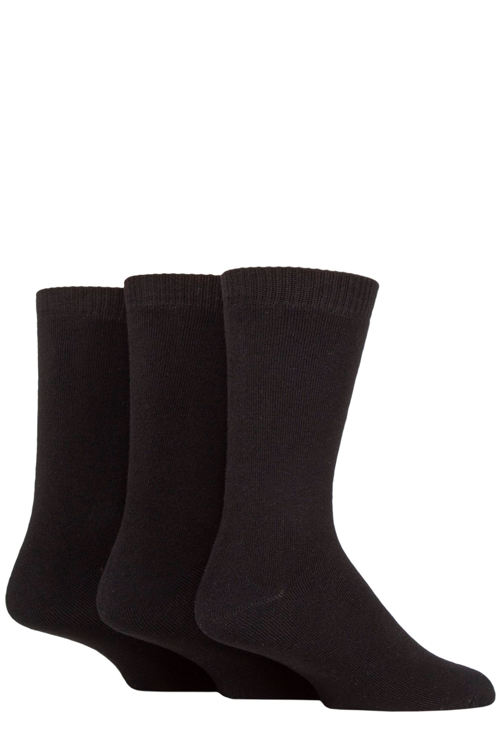 Mens 3 Pair SOCKSHOP Full Cushion Bamboo Boot Socks Black 7-11 Mens