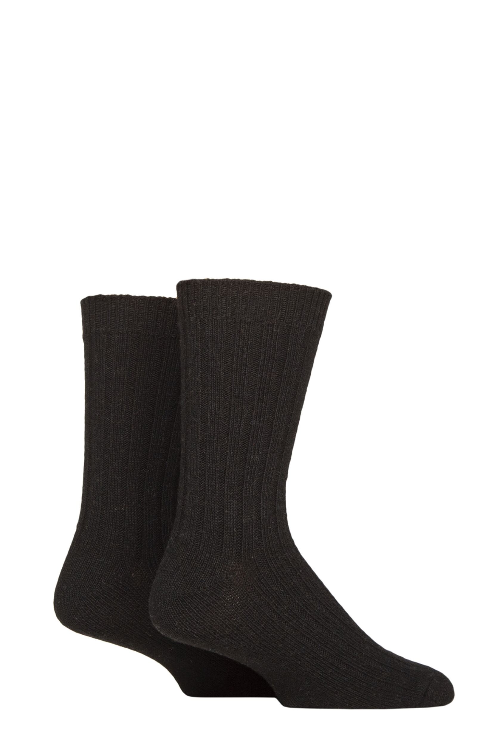 Mens 2 Pair SOCKSHOP Wool Mix Boot Socks Black 7-11 Mens