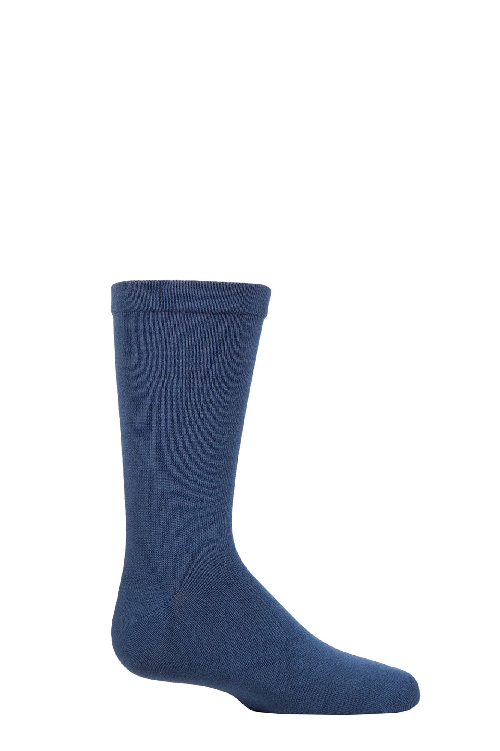 Image of 1 Pair Denim Plain Bamboo Socks with Comfort Cuff and Smooth Toe Seams Kids Unisex 4-5.5 Kids