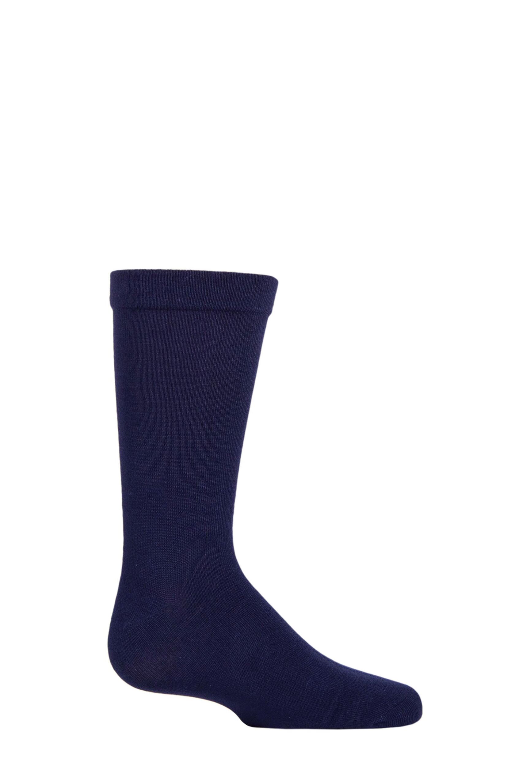 1 Pair Navy Plain Bamboo Socks with Comfort Cuff and Smooth Toe Seams Kids Unisex 4-5.5 Kids (13-14 Years) - SOCKSHOP