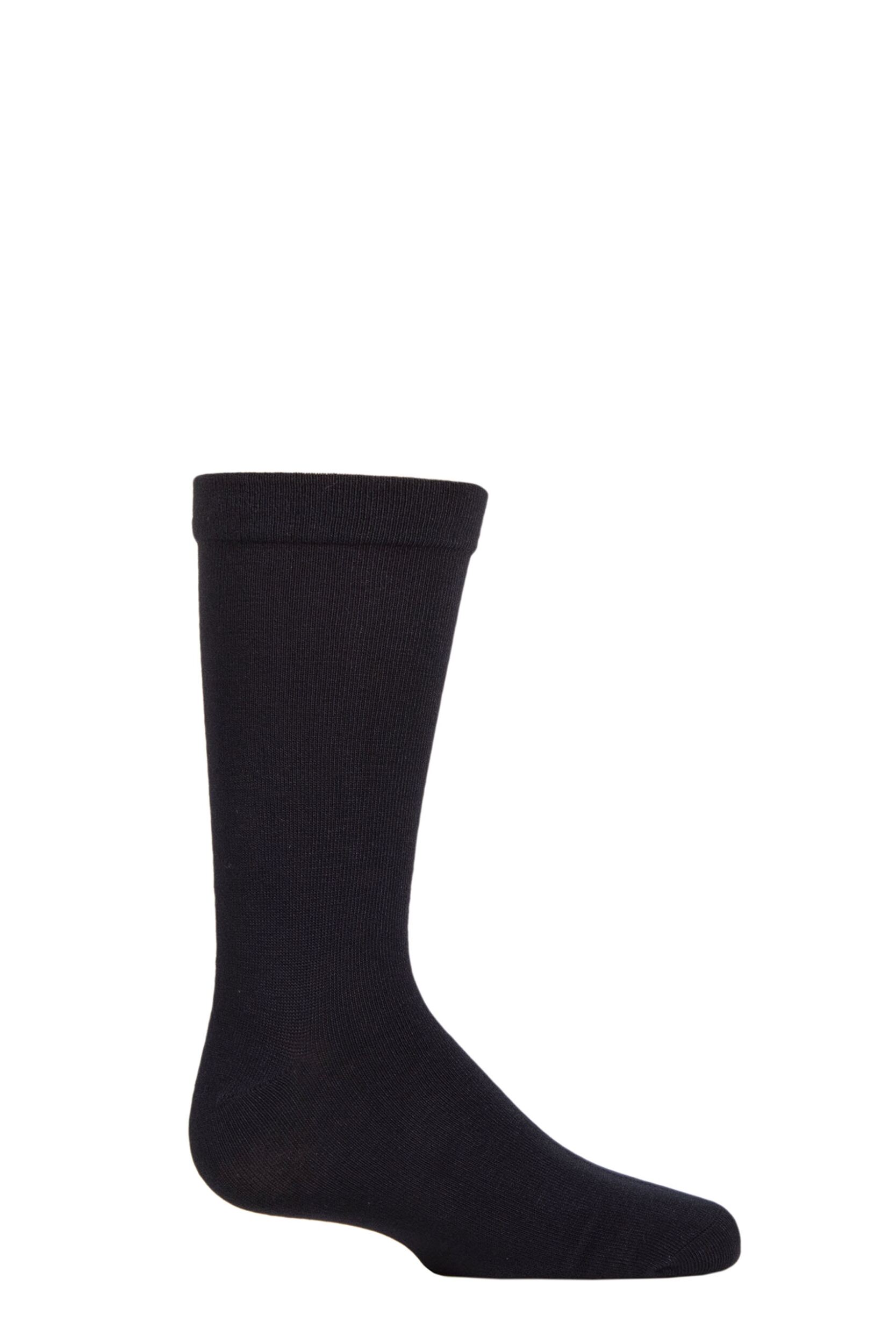 1 Pair Navy Plain Bamboo Socks with Comfort Cuff and Smooth Toe Seams Kids Unisex 4-5.5 Kids (13-14 Years) - SOCKSHOP