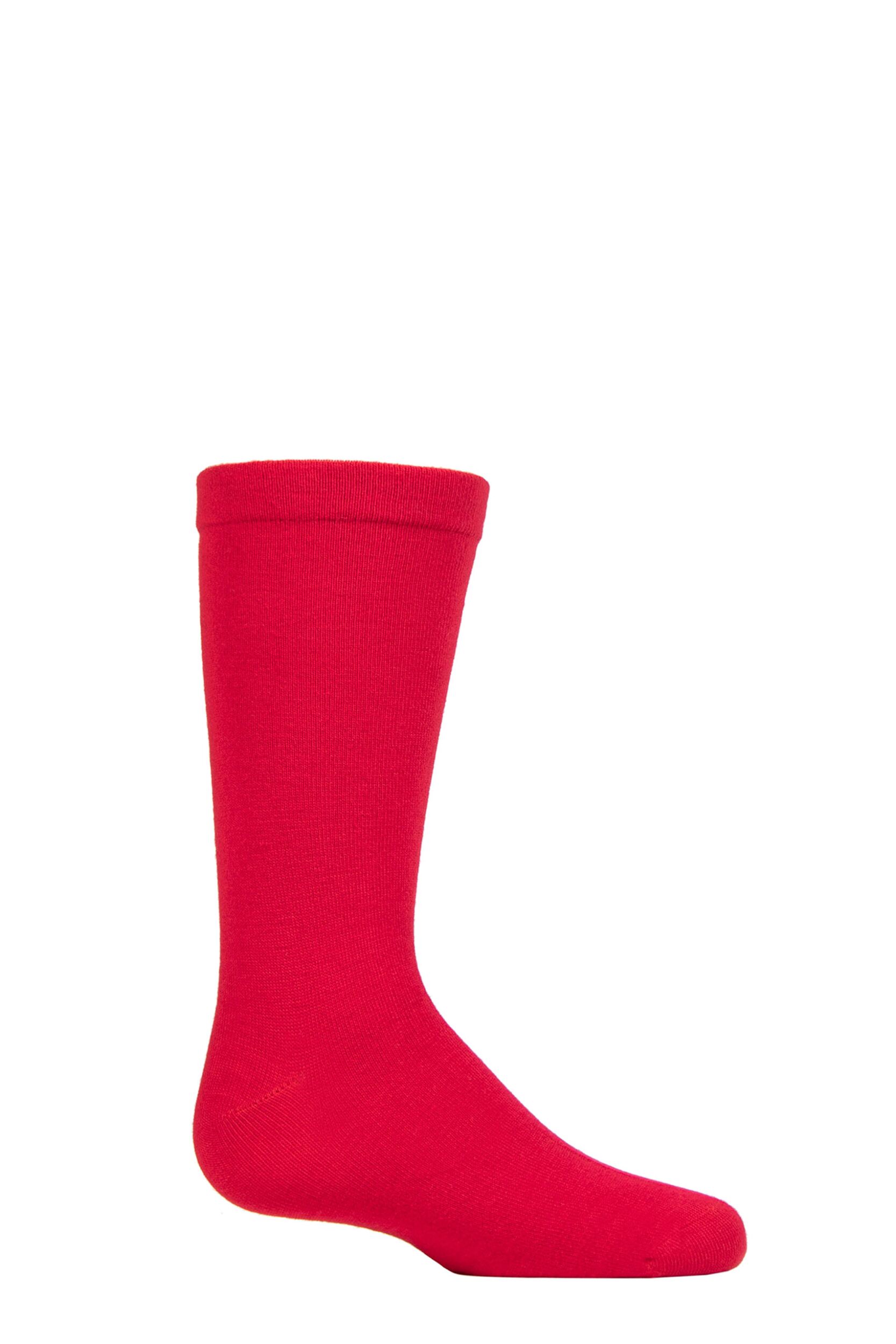 Image of 1 Pair Red Plain Bamboo Socks with Comfort Cuff and Smooth Toe Seams Kids Unisex 12.5-3.5 Kids (8-12 Years)