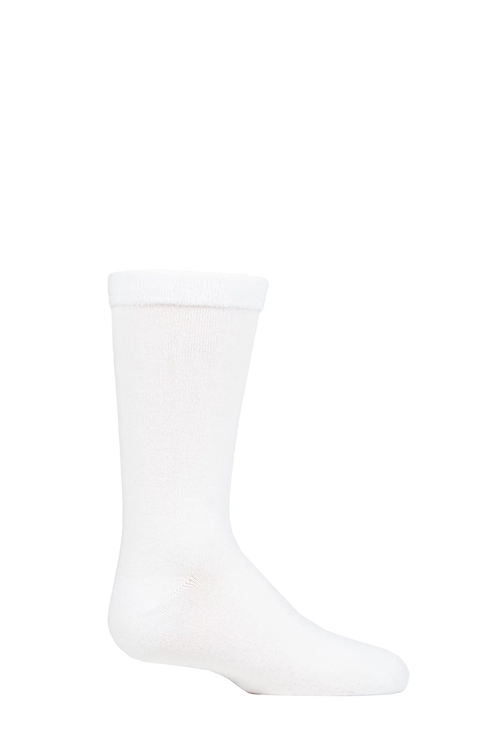 1 Pair White Plain Bamboo Socks with Comfort Cuff and Smooth Toe Seams Kids Unisex 9-12 Kids (4-7 Years) - SOCKSHOP