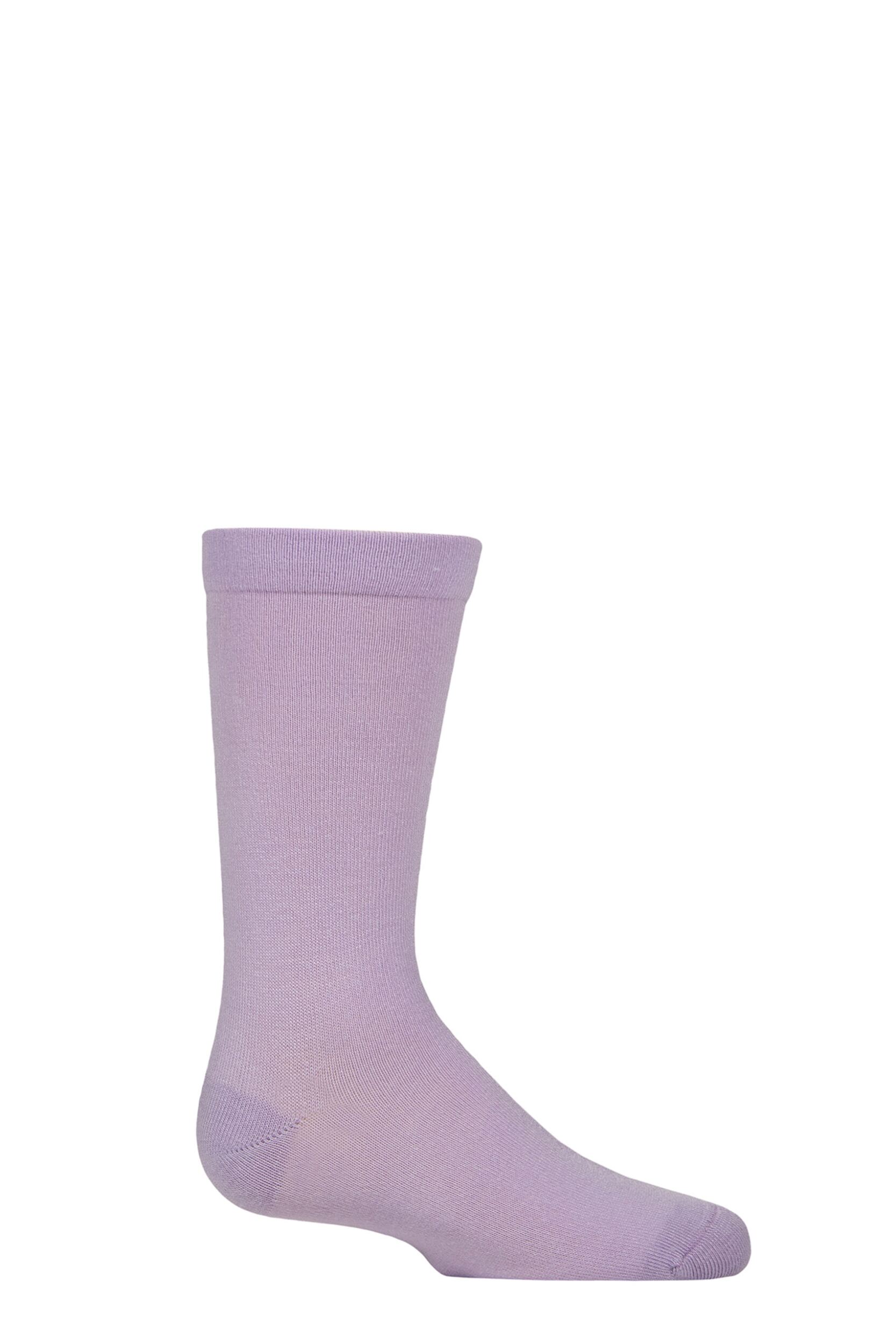 Image of Boys and Girls 1 Pair SOCKSHOP Plain and Striped Bamboo Socks with Comfort Cuff and Smooth Toe Seams Lilac 12.5-3.5