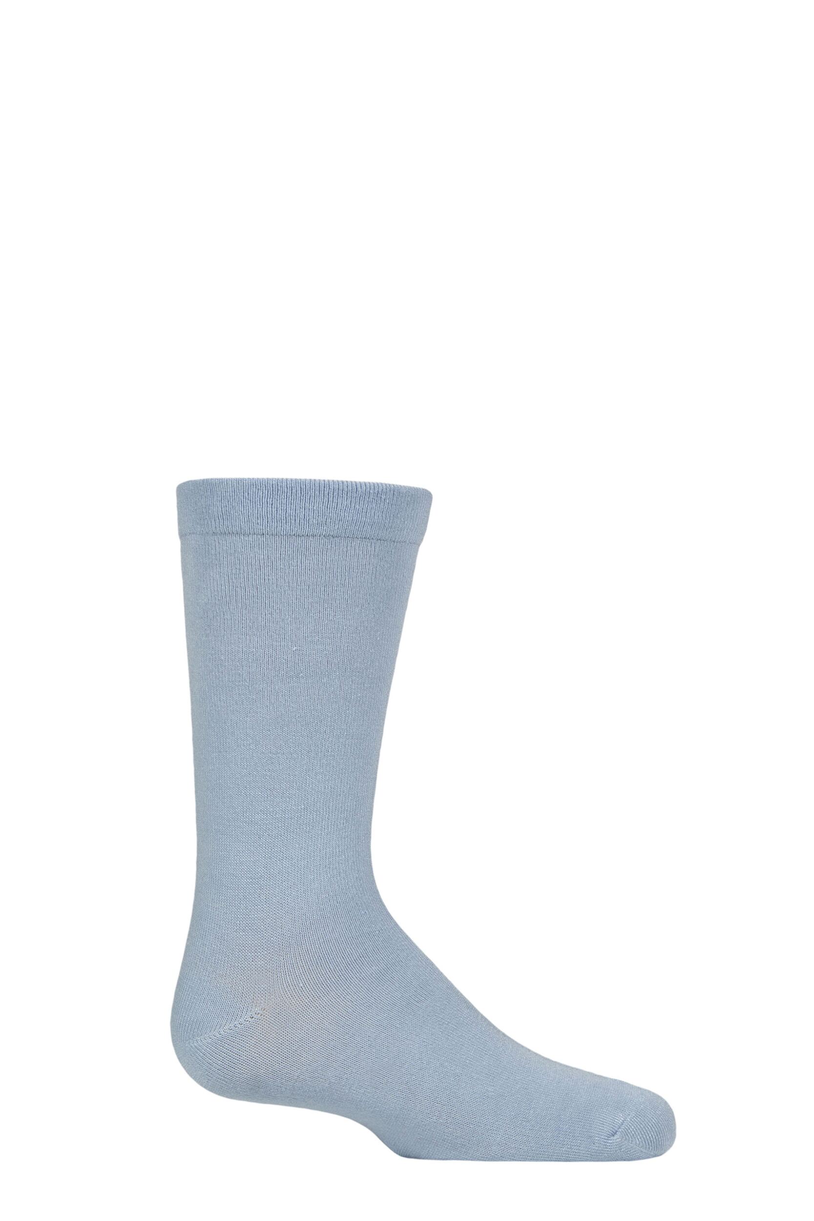 Image of Boys and Girls 1 Pair SOCKSHOP Plain and Striped Bamboo Socks with Comfort Cuff and Smooth Toe Seams Pale Blue 6-8.5