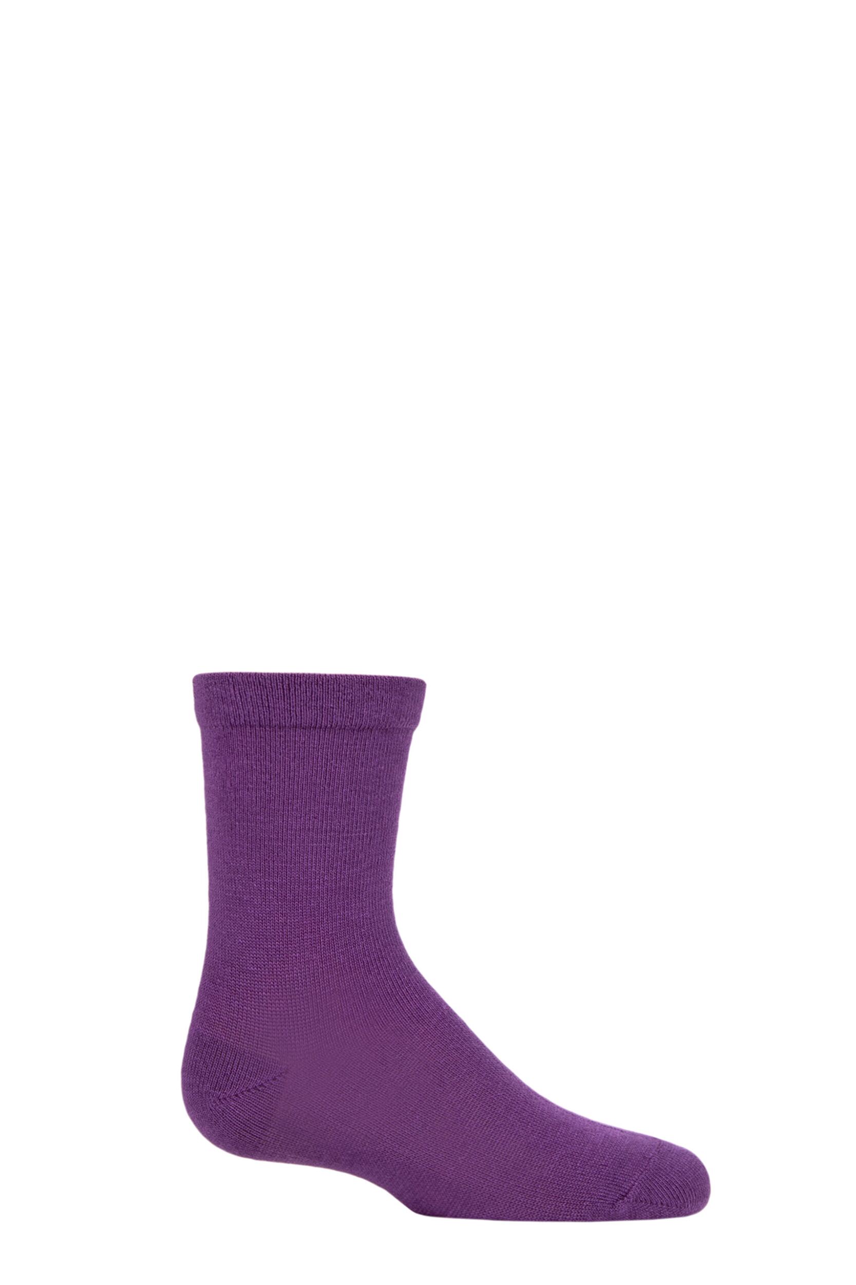 Boys and Girls 1 Pair SOCKSHOP Plain and Striped Bamboo Socks with Comfort Cuff and Smooth Toe Seams Purple 9-12