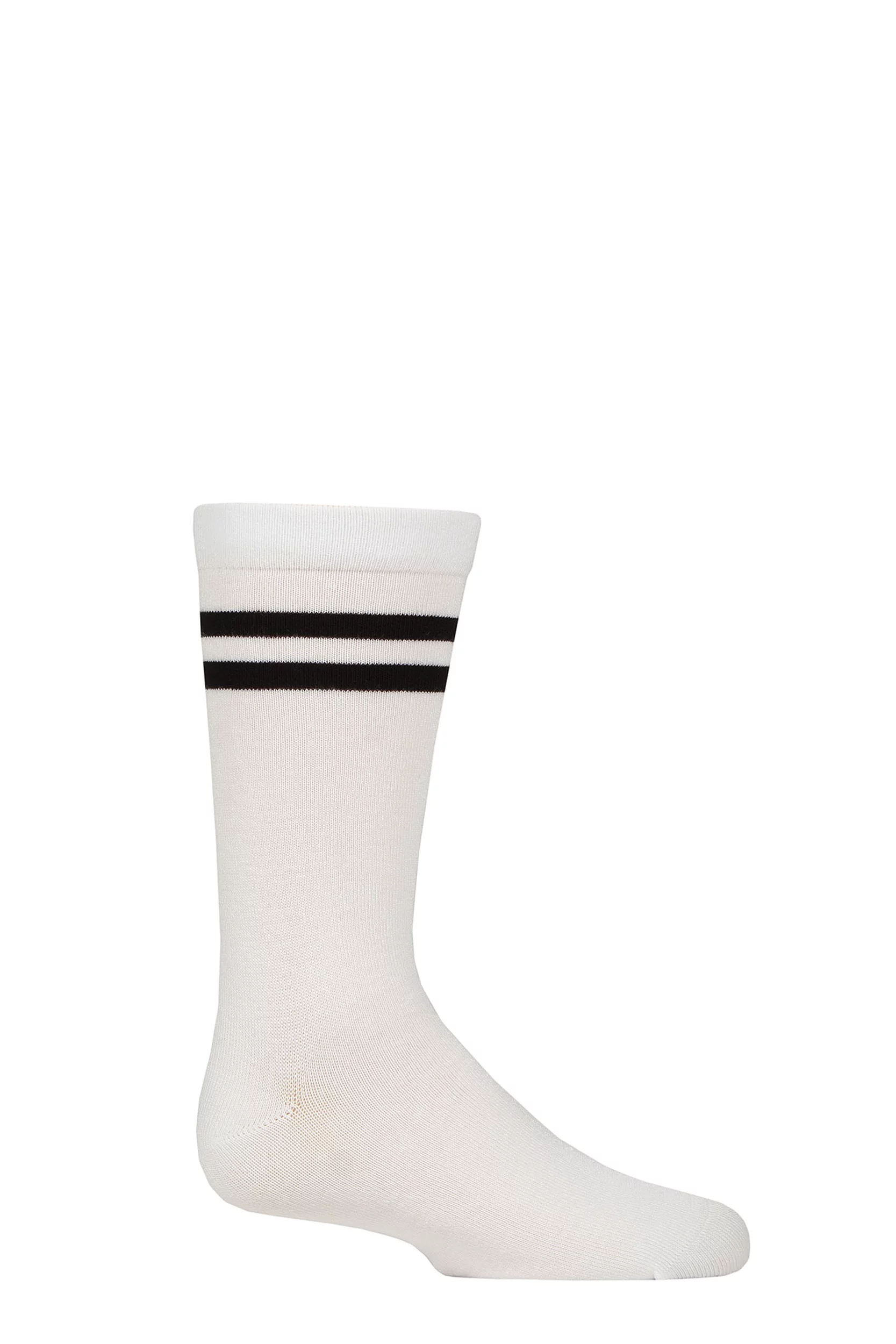 Boys and Girls 1 Pair SOCKSHOP Plain and Striped Bamboo Socks with Comfort Cuff and Smooth Toe Seams Sports Stripe White 9