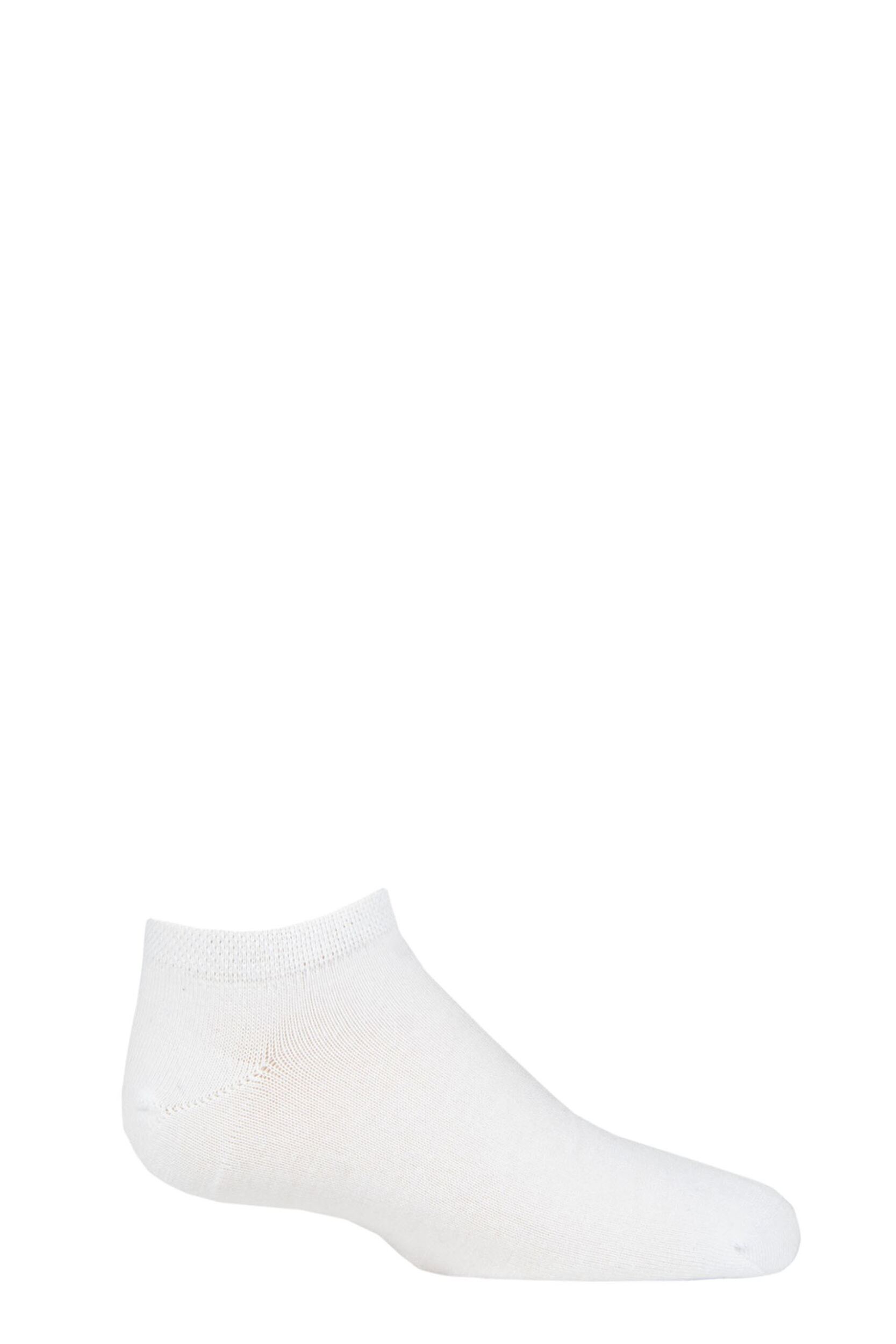 Image of Boys and Girls 1 Pair SOCKSHOP Plain Bamboo Trainer Socks with Smooth Toe Seams White 12.5-3.5 Kids (8-12 Years)