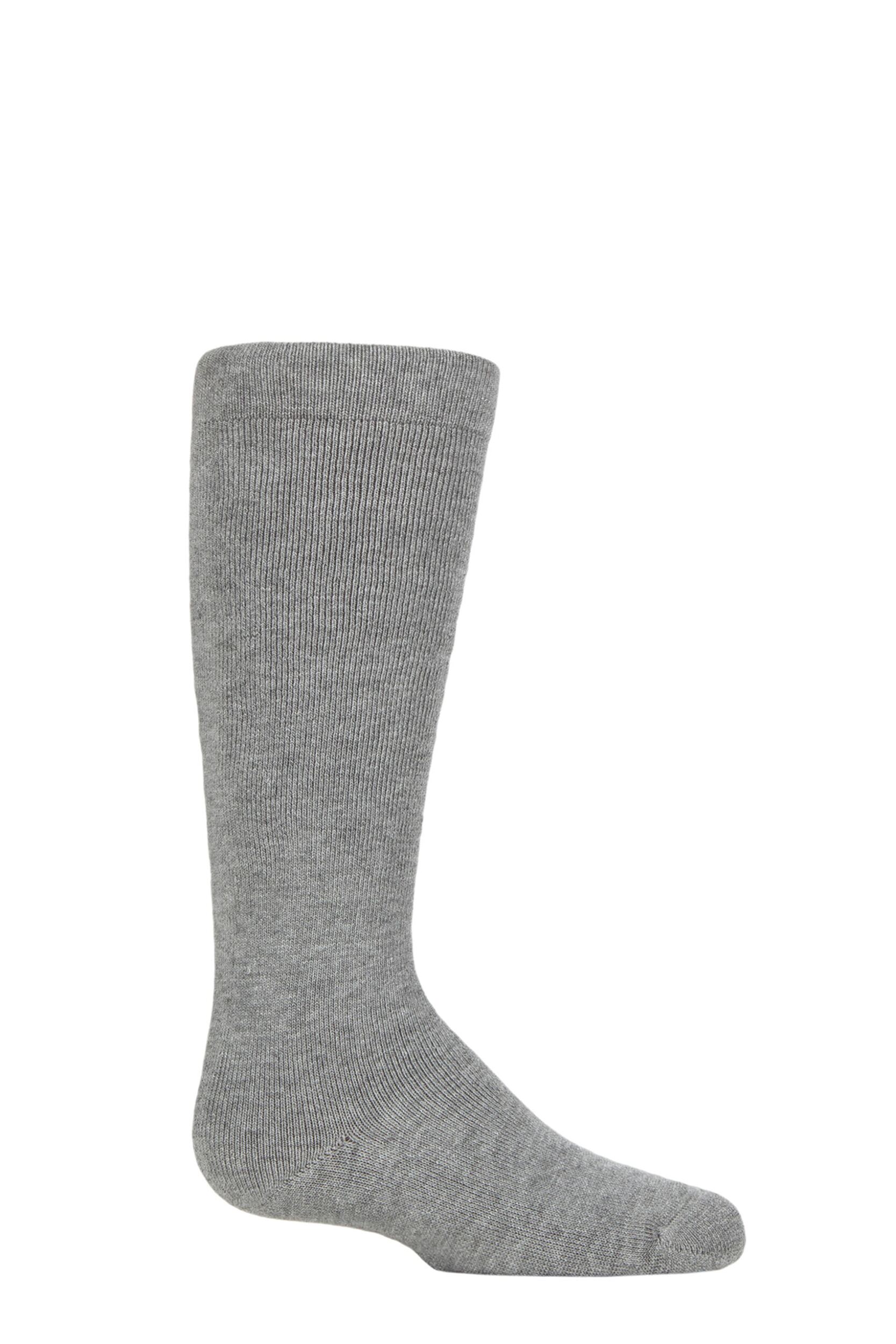 Boys and Girls 1 Pair SOCKSHOP Plain Wellington Boot Full Cushion Bamboo Socks with Comfort Cuff and Smooth Toe Seams Light Grey 9-12