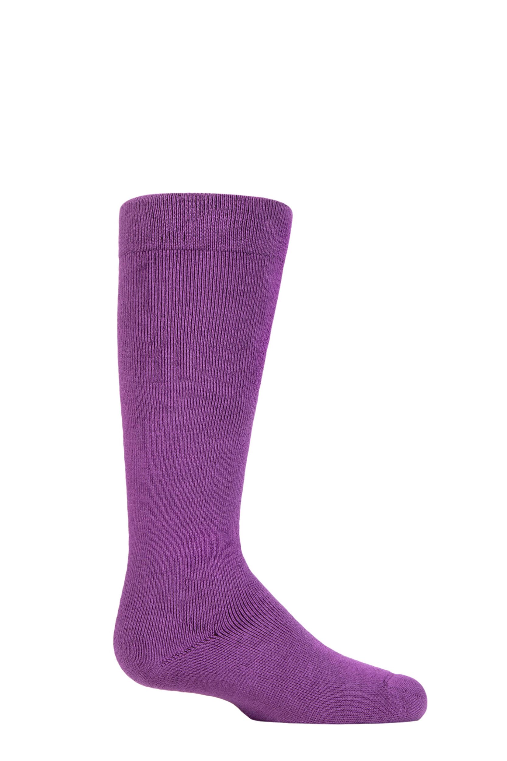 Boys and Girls 1 Pair SOCKSHOP Plain Wellington Boot Full Cushion Bamboo Socks with Comfort Cuff and Smooth Toe Seams Purple 12.5-3.5