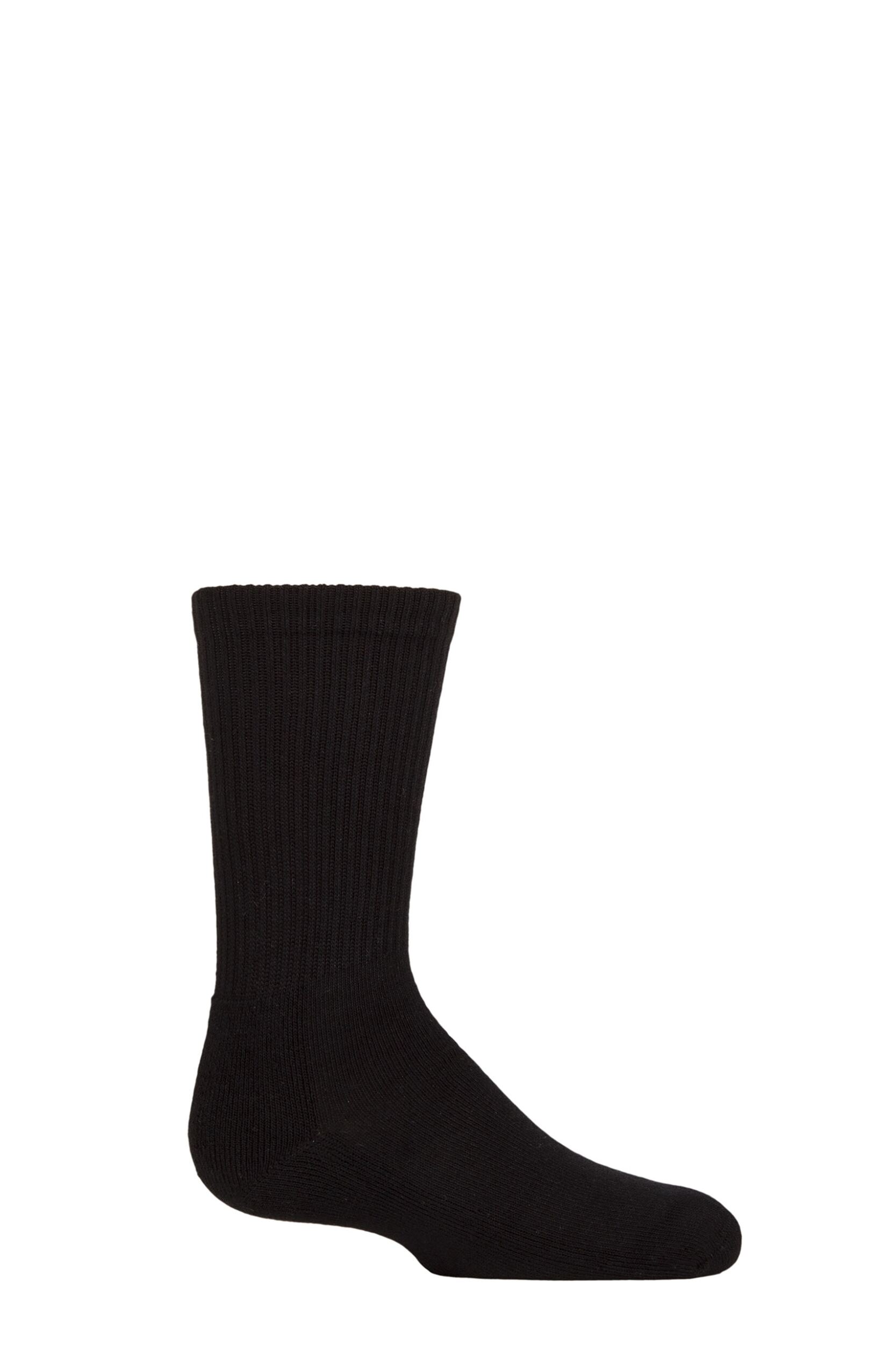 Image of Boys and Girls 1 Pair SOCKSHOP Bamboo Cushioned Sports Socks with Comfort Cuffs and Smooth Toe Seams Black 6-8.5