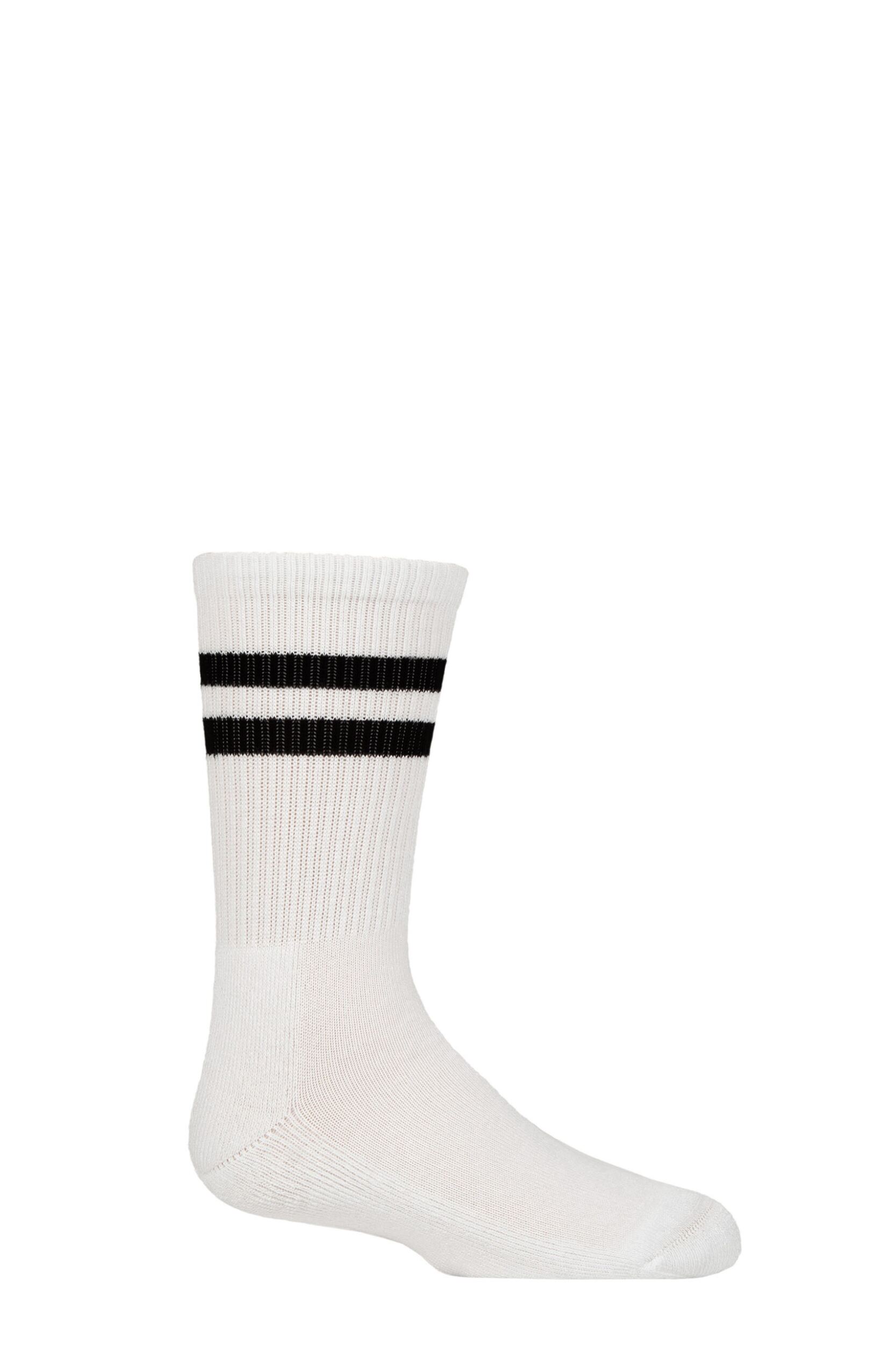 Image of Boys and Girls 1 Pair SOCKSHOP Bamboo Cushioned Sports Socks with Comfort Cuffs and Smooth Toe Seams Sports Stripe 9-12