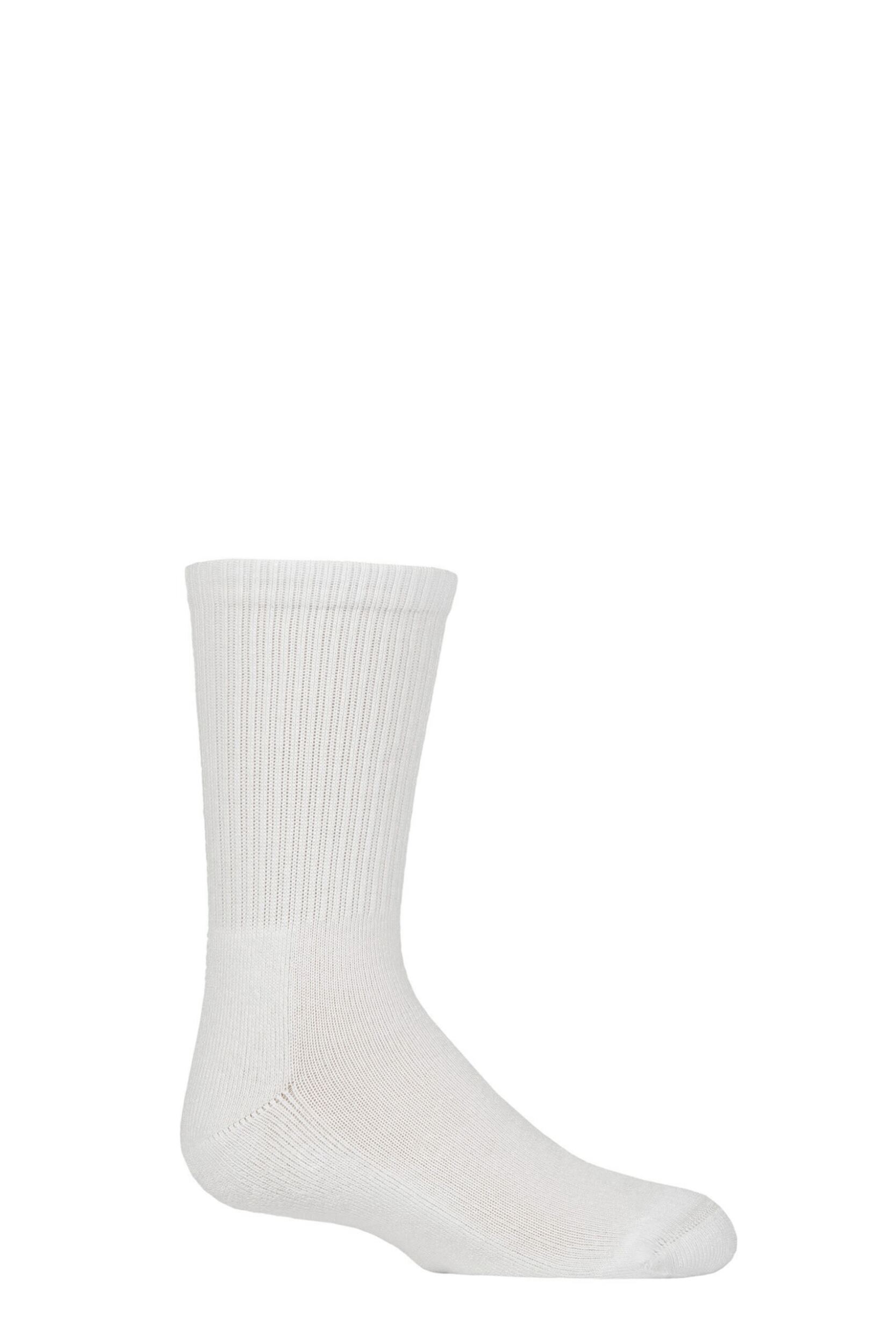 Image of Boys and Girls 1 Pair SOCKSHOP Bamboo Cushioned Sports Socks with Comfort Cuffs and Smooth Toe Seams White 9-12