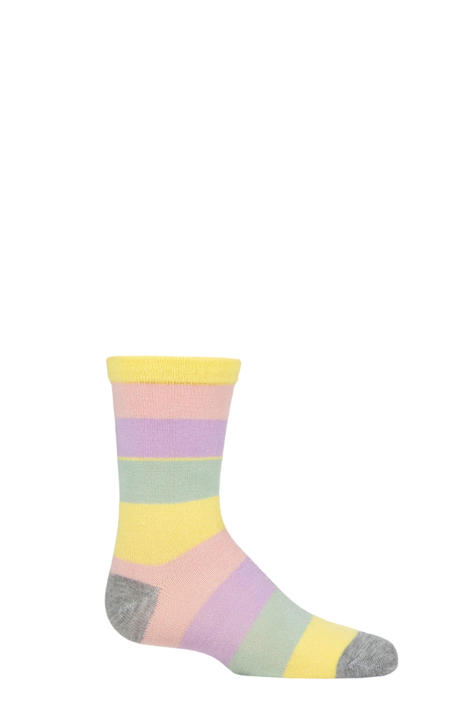 Boys and Girls 1 Pair SOCKSHOP Plain and Striped Bamboo Socks with Comfort Cuff and Smooth Toe Seams Muted Rainbow Stripes 12.5-3.5
