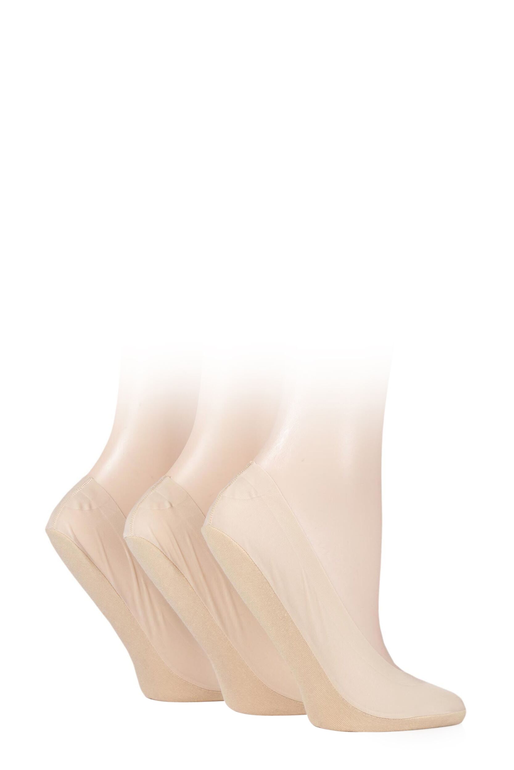 3 Pair Natural Smooth Nylon Shoe Liners Ladies 4-8 Ladies - SOCKSHOP