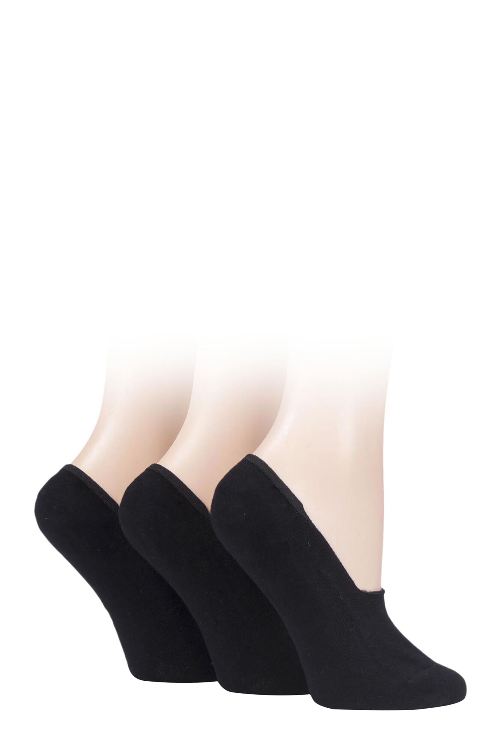 3 Pair Black Bamboo Fine High Cut Liner Ladies 4-8 Ladies - SOCKSHOP