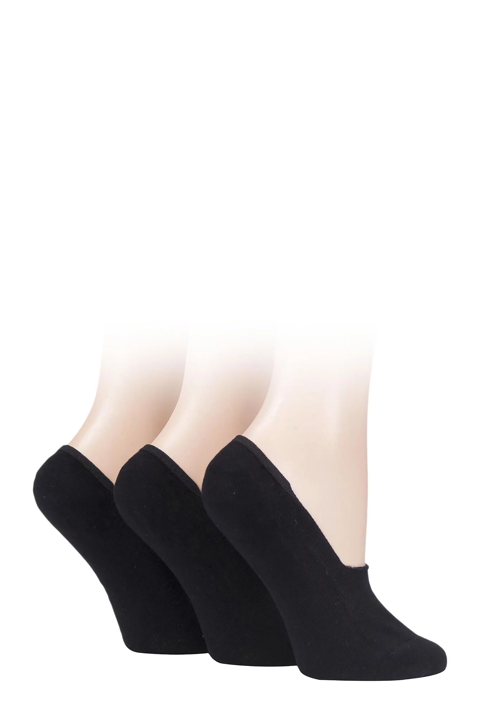 3 Pair Black Bamboo Fine High Cut Liner Ladies 4-8 Ladies - SOCKSHOP