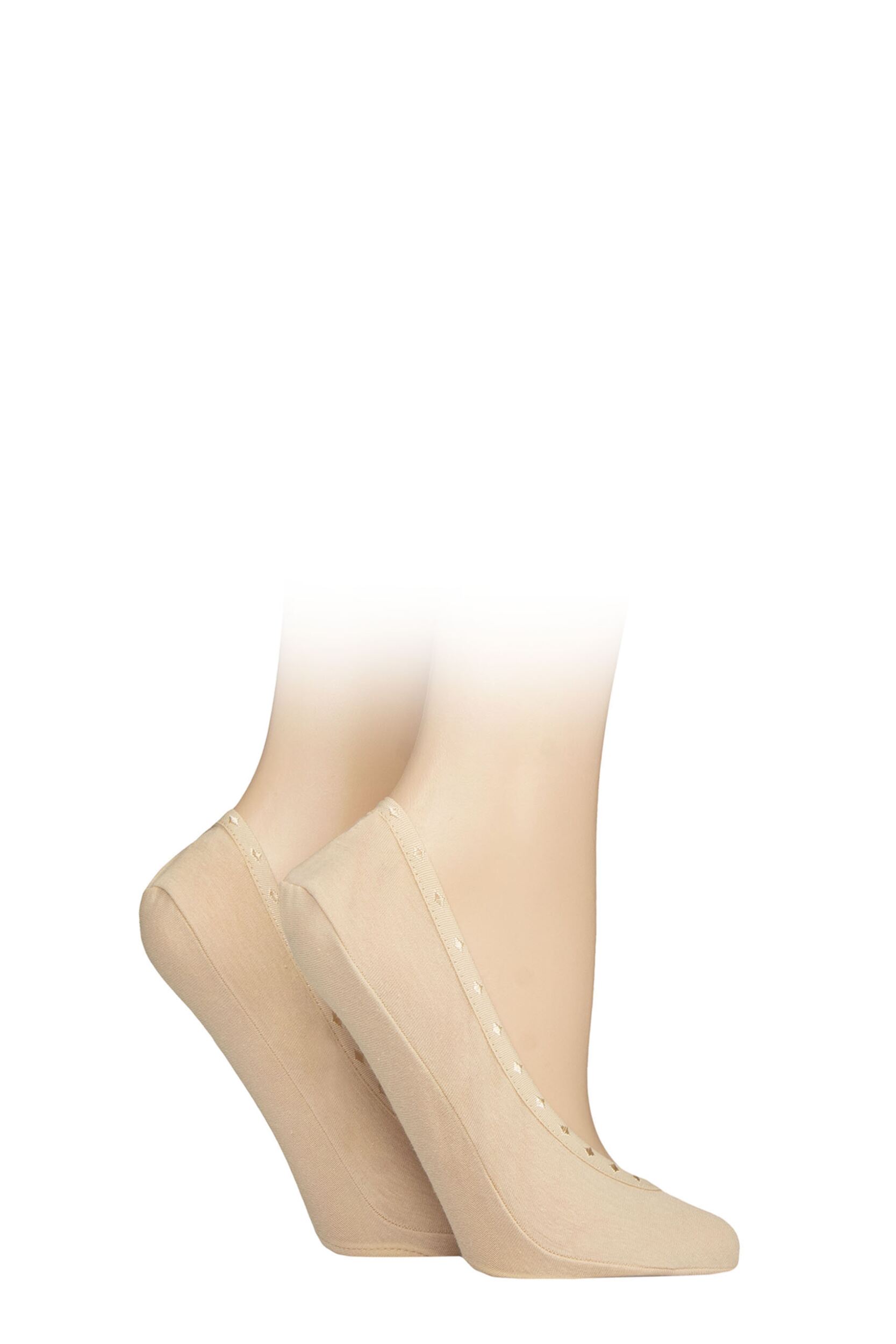 2 Pair Natural Shoe Liners with Pad Ladies 4-8 Ladies - SOCKSHOP