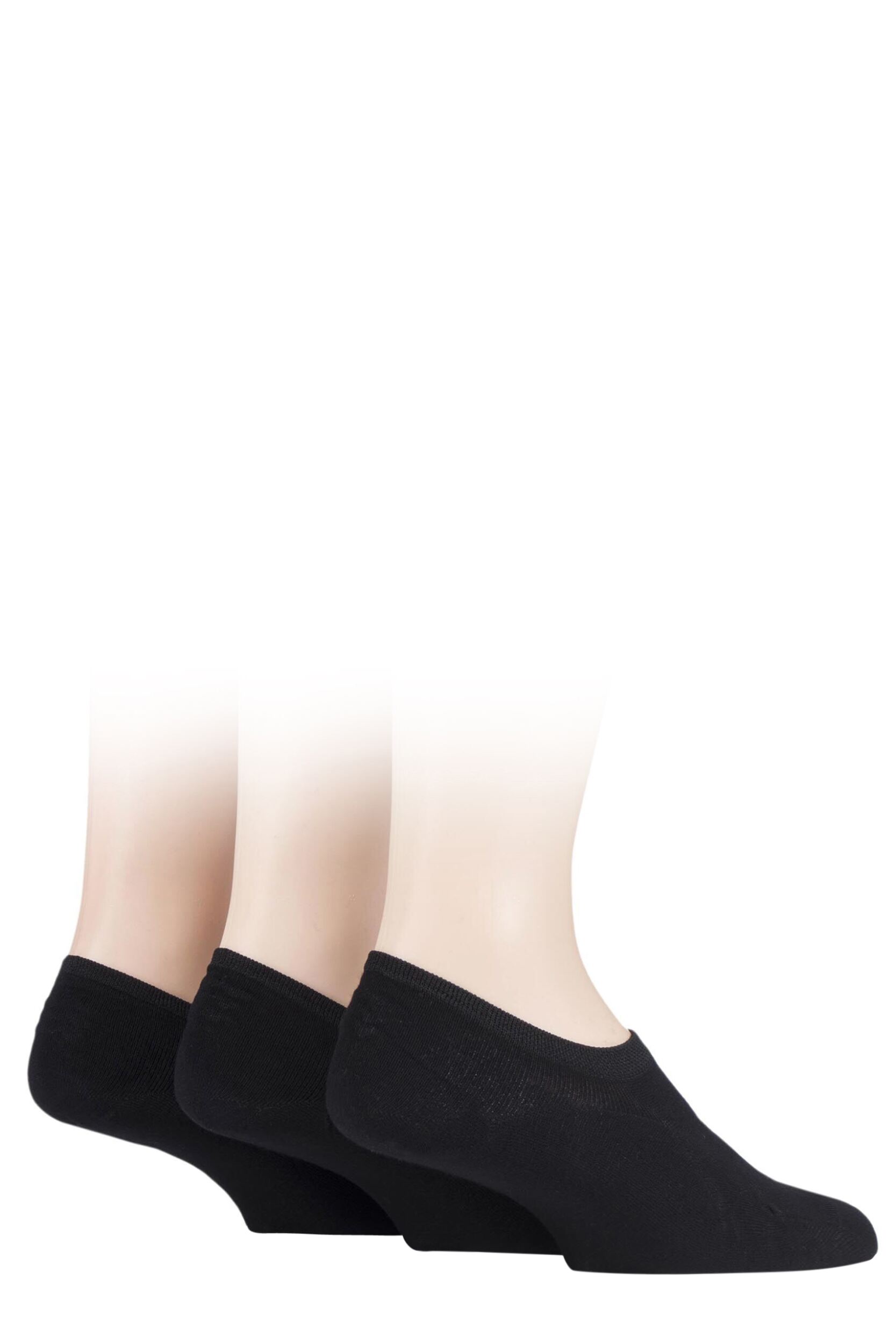 3 Pair Black Plain Hi Cut Bamboo Liners Men's 7-11 Mens - SOCKSHOP