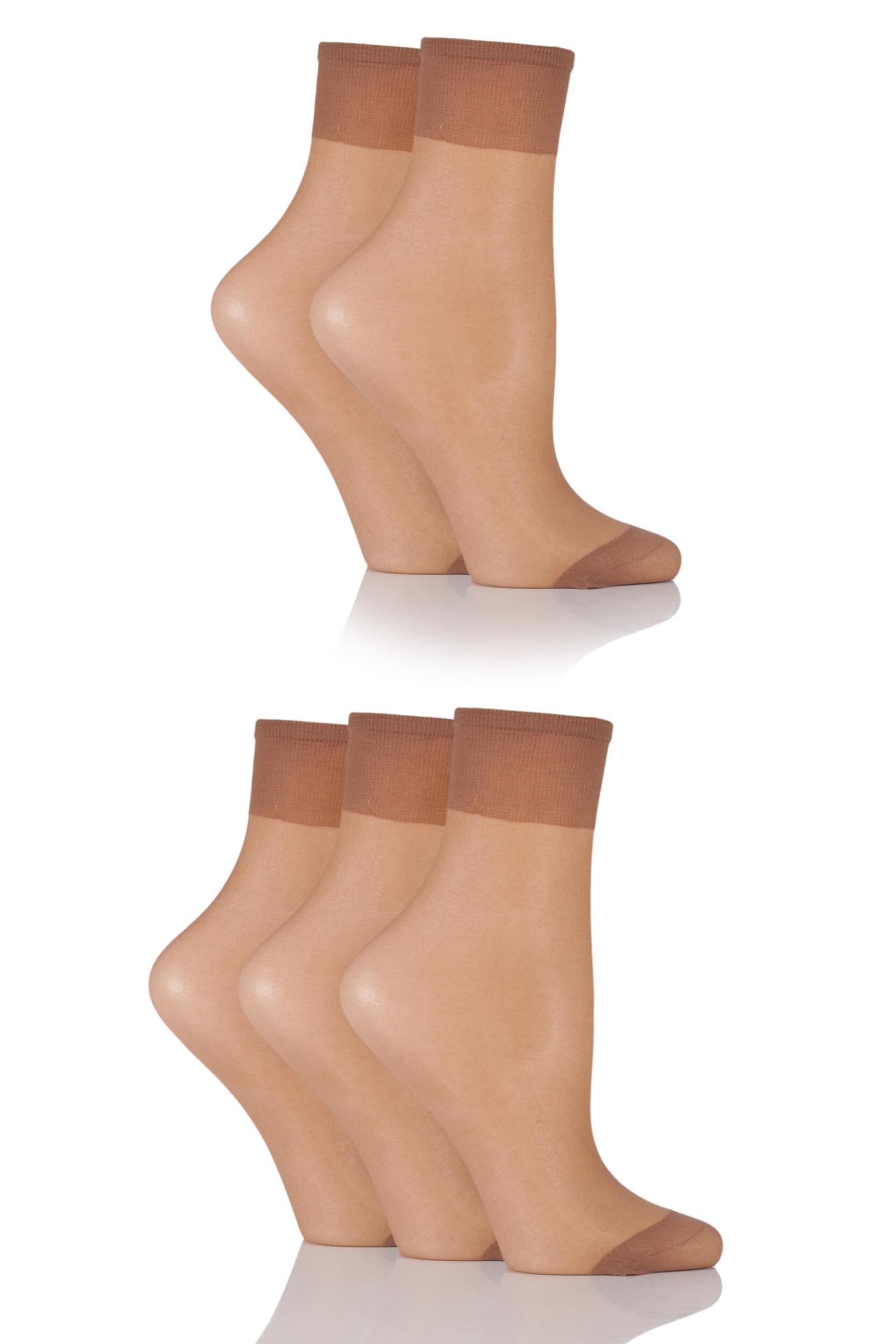 5 Pair Hazelnut 15 Denier Ankle Highs Ladies 4-8 Ladies - SOCKSHOP