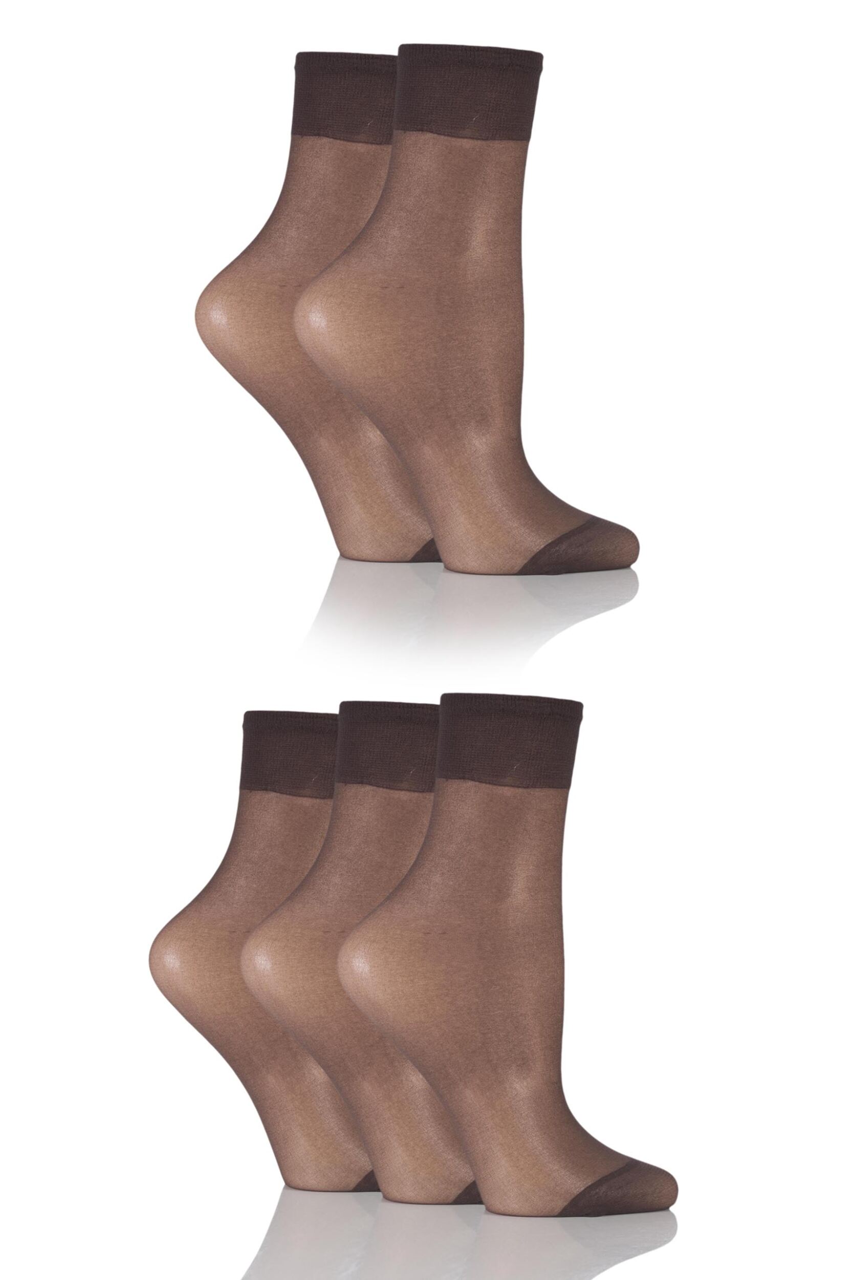 5 Pair Nearly Black 15 Denier Ankle Highs Ladies 4-8 Ladies - SOCKSHOP