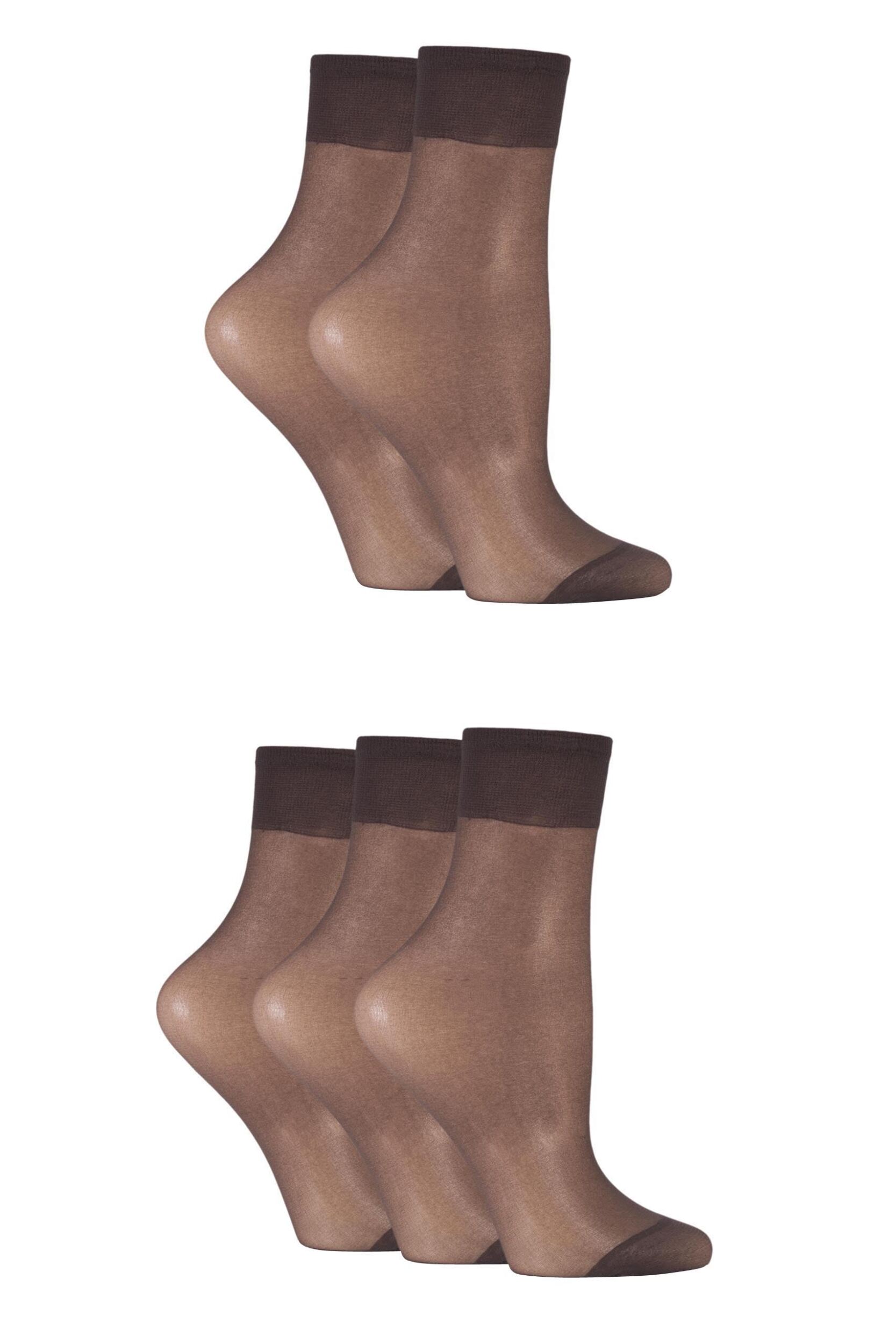 5 Pair Nearly Black 15 Denier Ankle Highs Ladies 4-8 Ladies - SOCKSHOP
