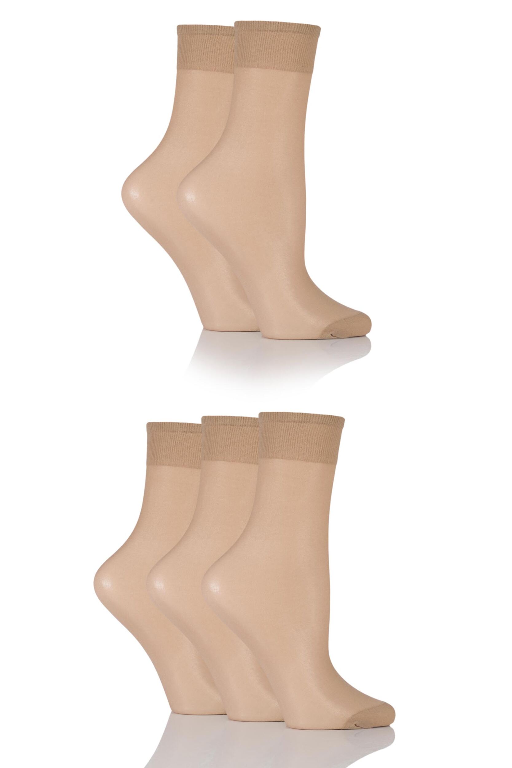 5 Pair Nude 15 Denier Ankle Highs Ladies 4-8 Ladies - SOCKSHOP
