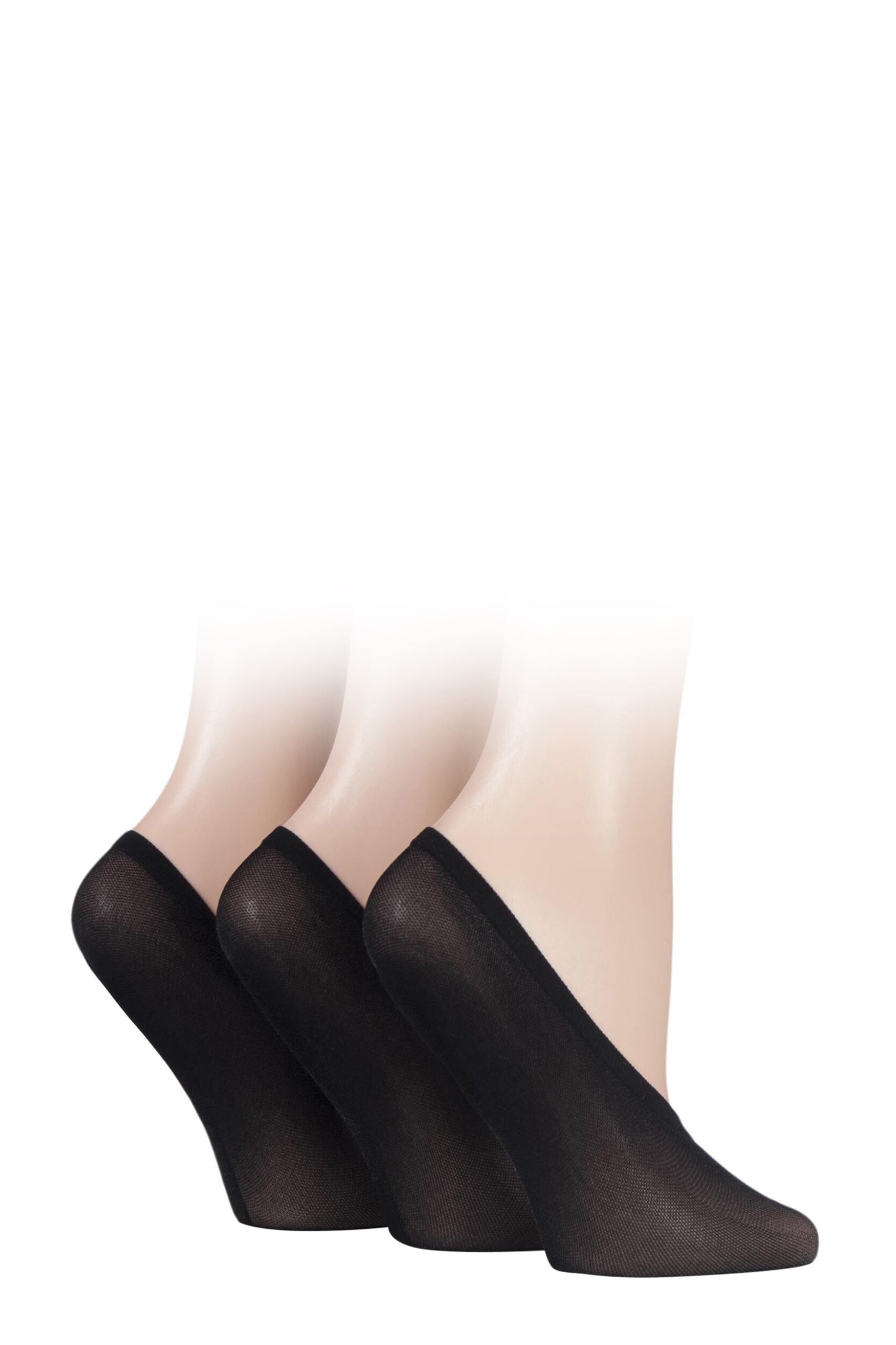 3 Pair Black Soft Sheen Shoe Liner Socks Ladies 4-8 Ladies - SOCKSHOP