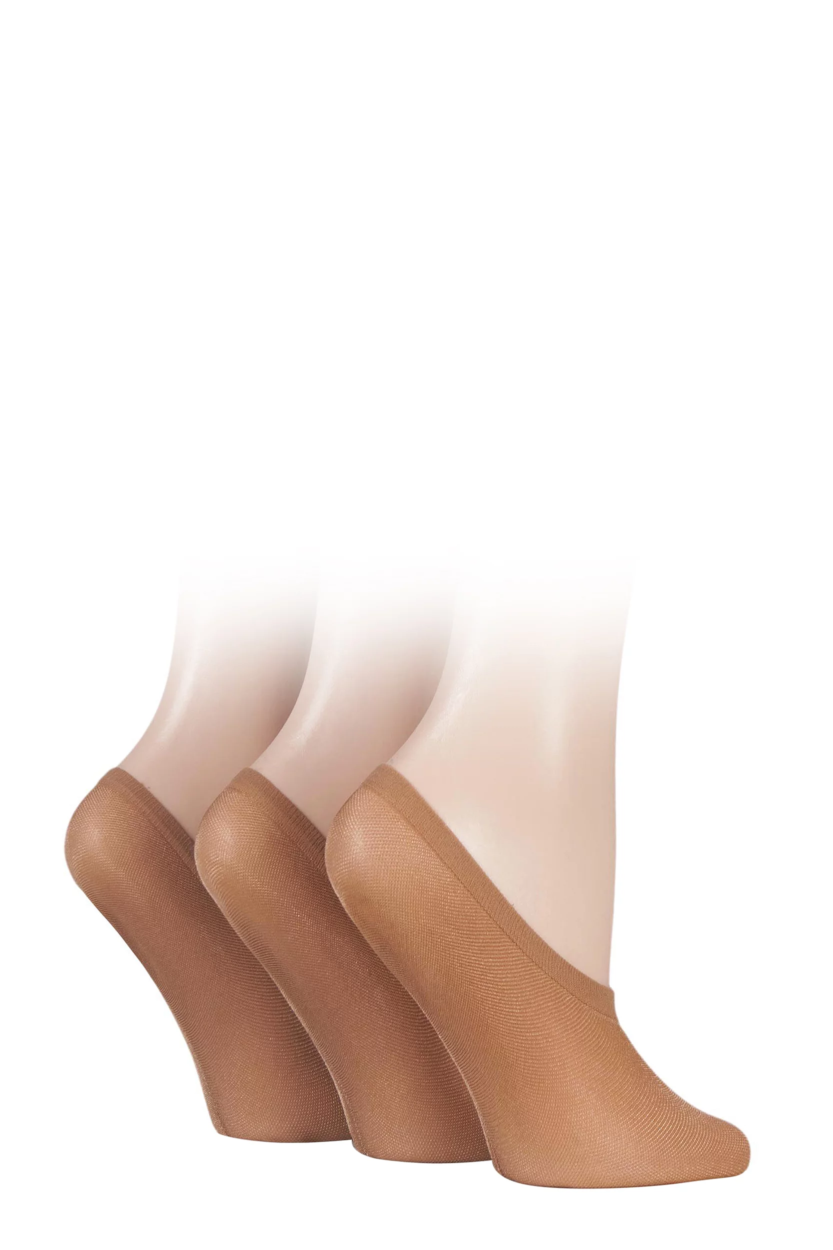 3 Pair Hazelnut Soft Sheen Shoe Liner Socks Ladies 4-8 Ladies - SOCKSHOP