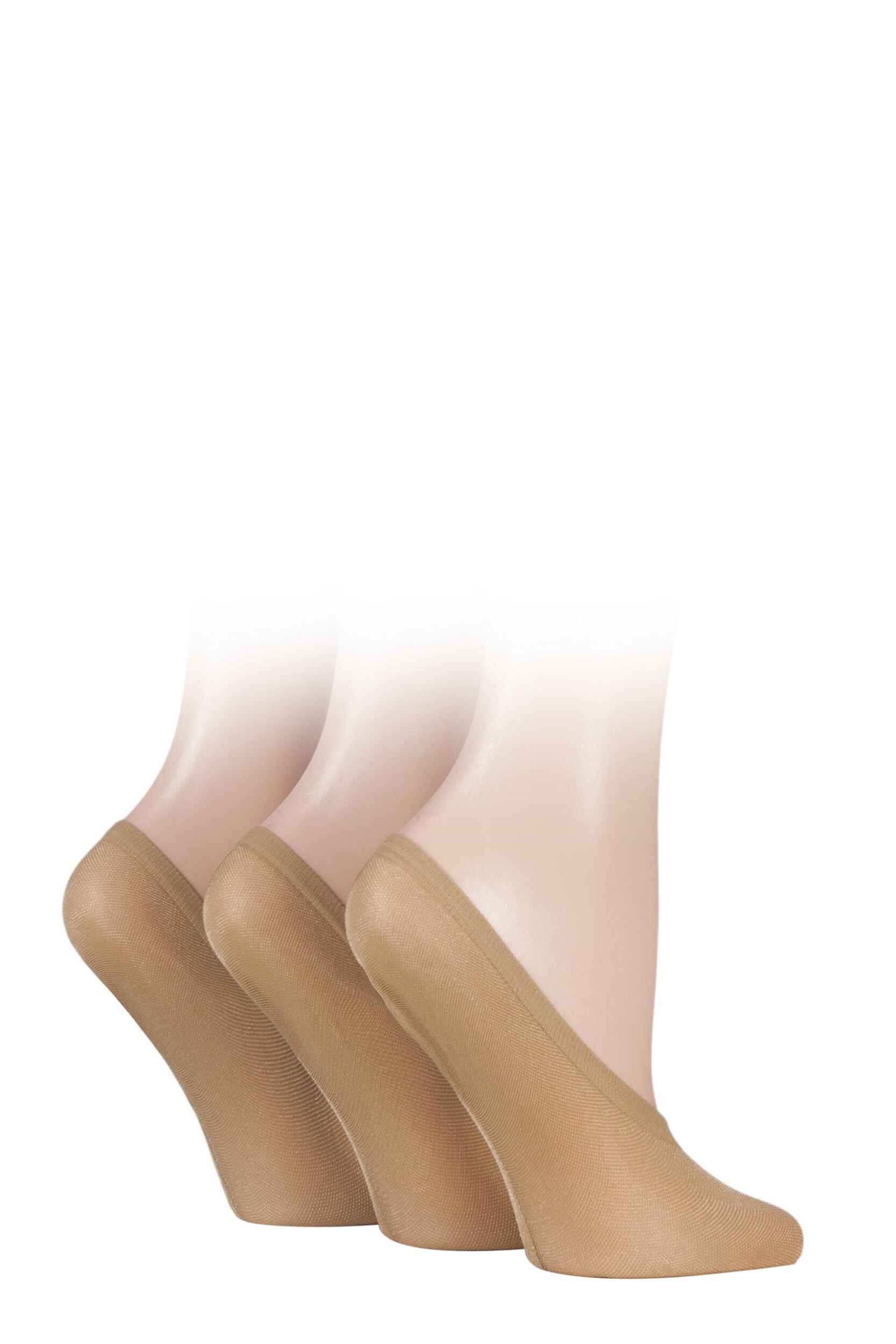 3 Pair Nude Soft Sheen Shoe Liner Socks Ladies 4-8 Ladies - SOCKSHOP