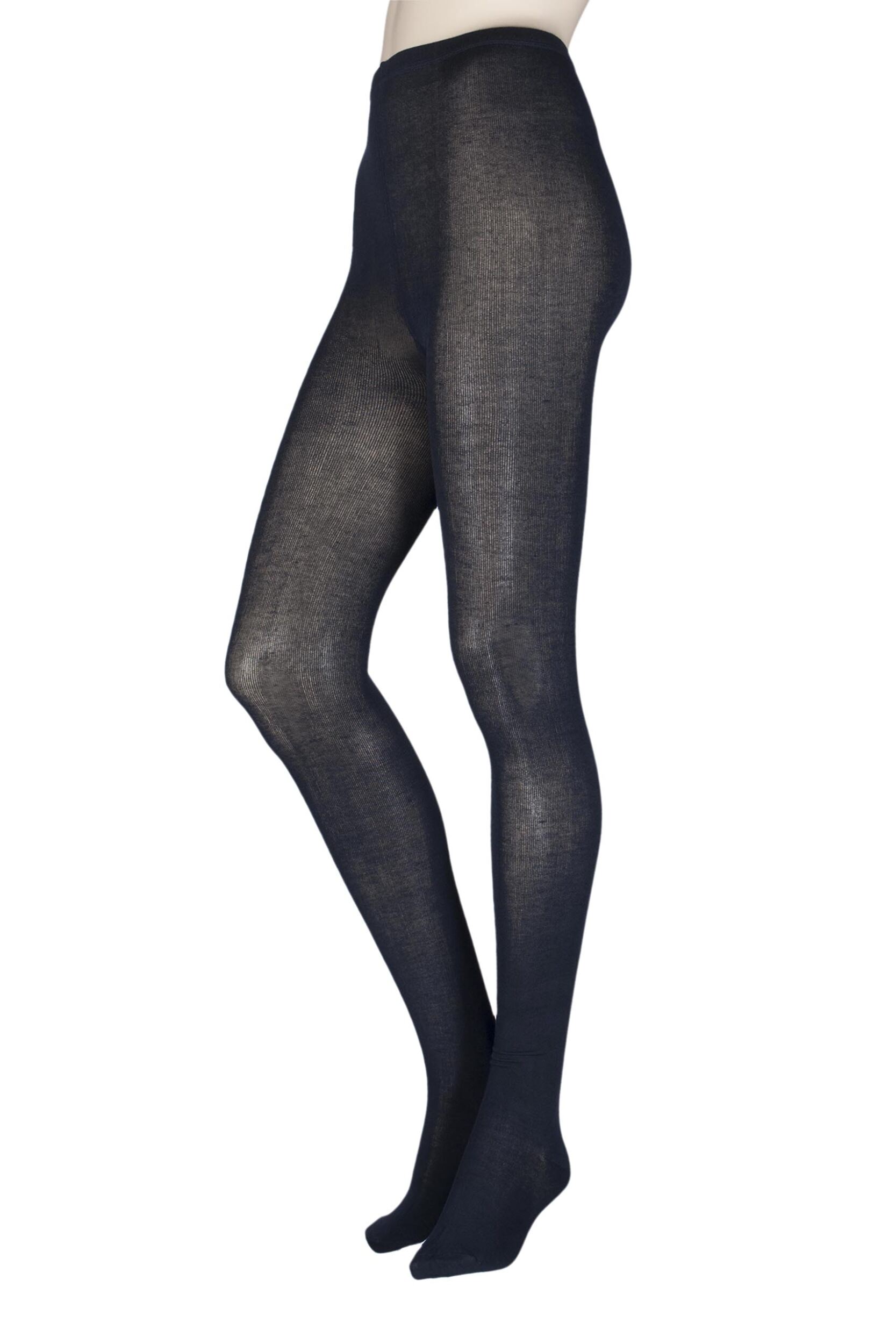 Women's 1 Pair SOCKSHOP Plain Bamboo Tights with Smooth Toe Seams Navy S/M