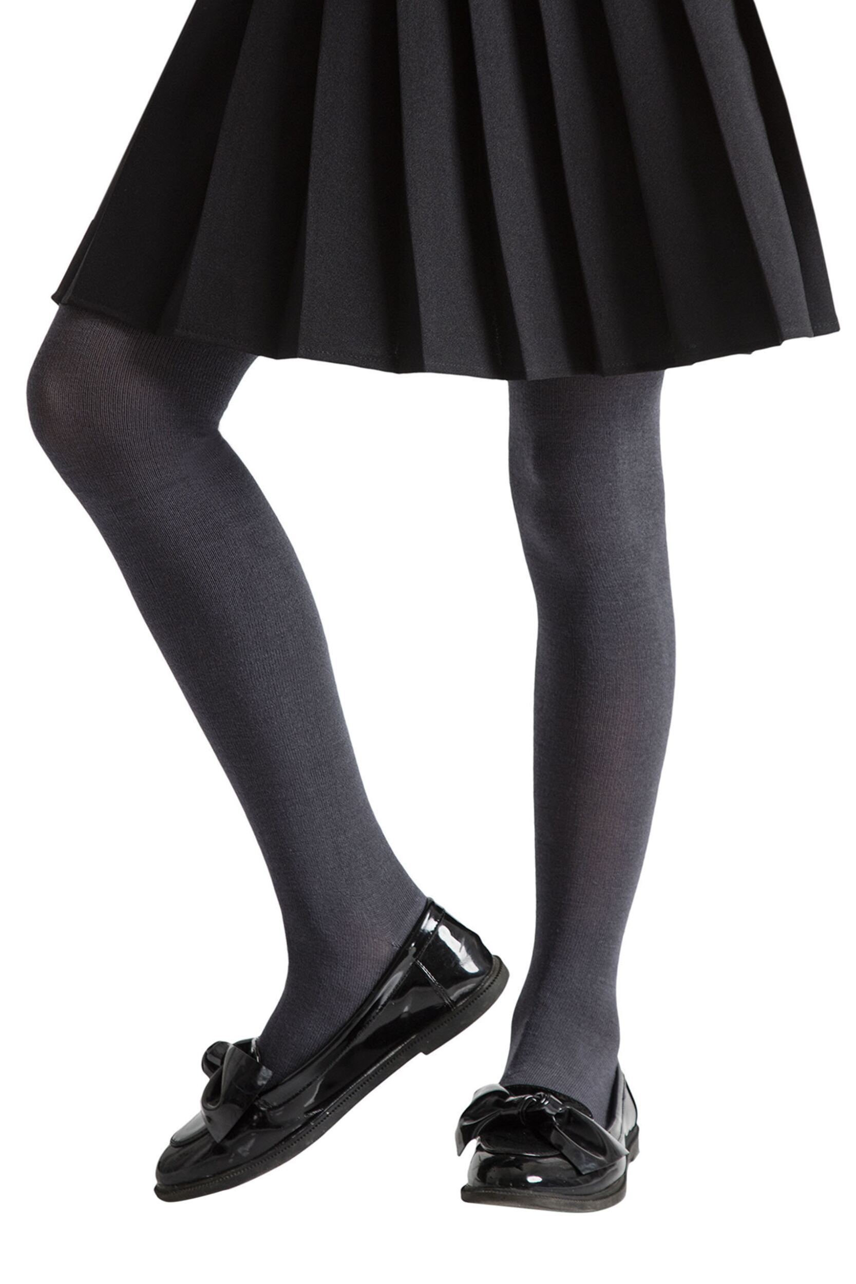 1 Pair Grey Plain Bamboo Tights with Smooth Toe Seams Girls 9-10 Years - SOCKSHOP