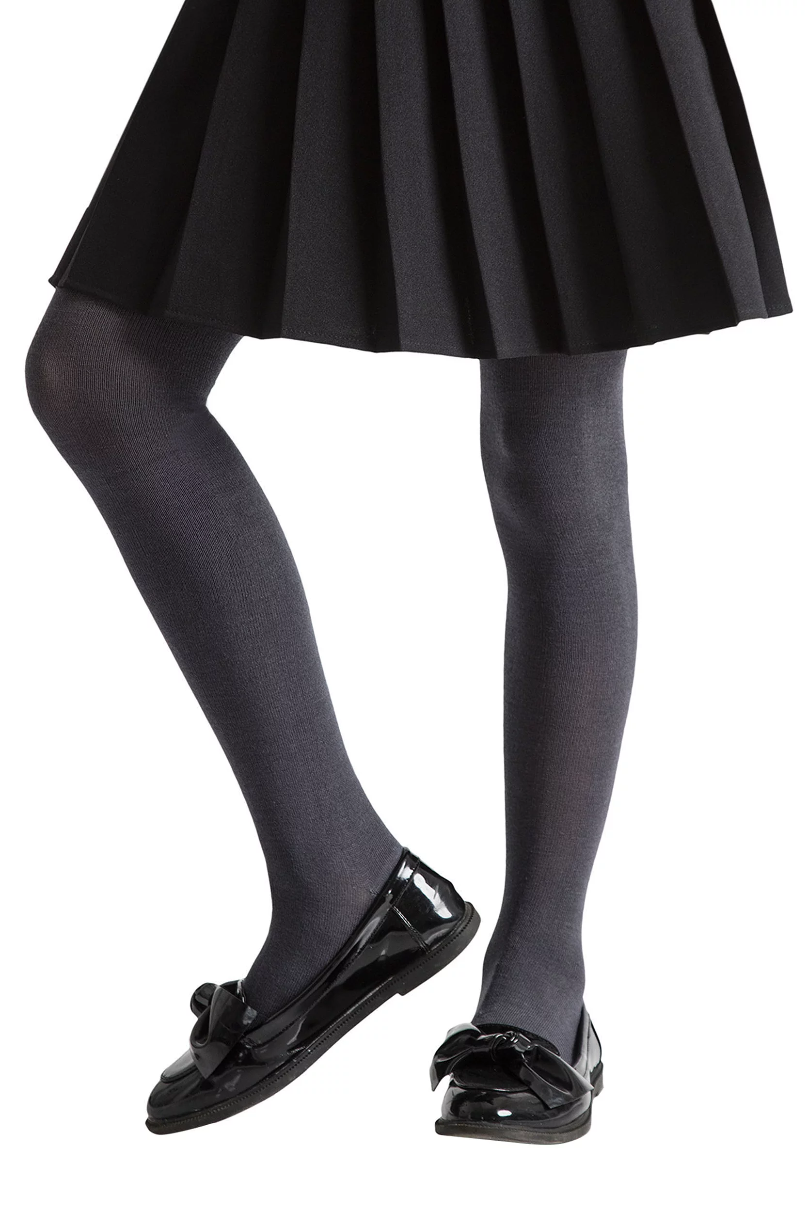 1 Pair Grey Plain Bamboo Tights with Smooth Toe Seams Girls 11-12 Years - SOCKSHOP