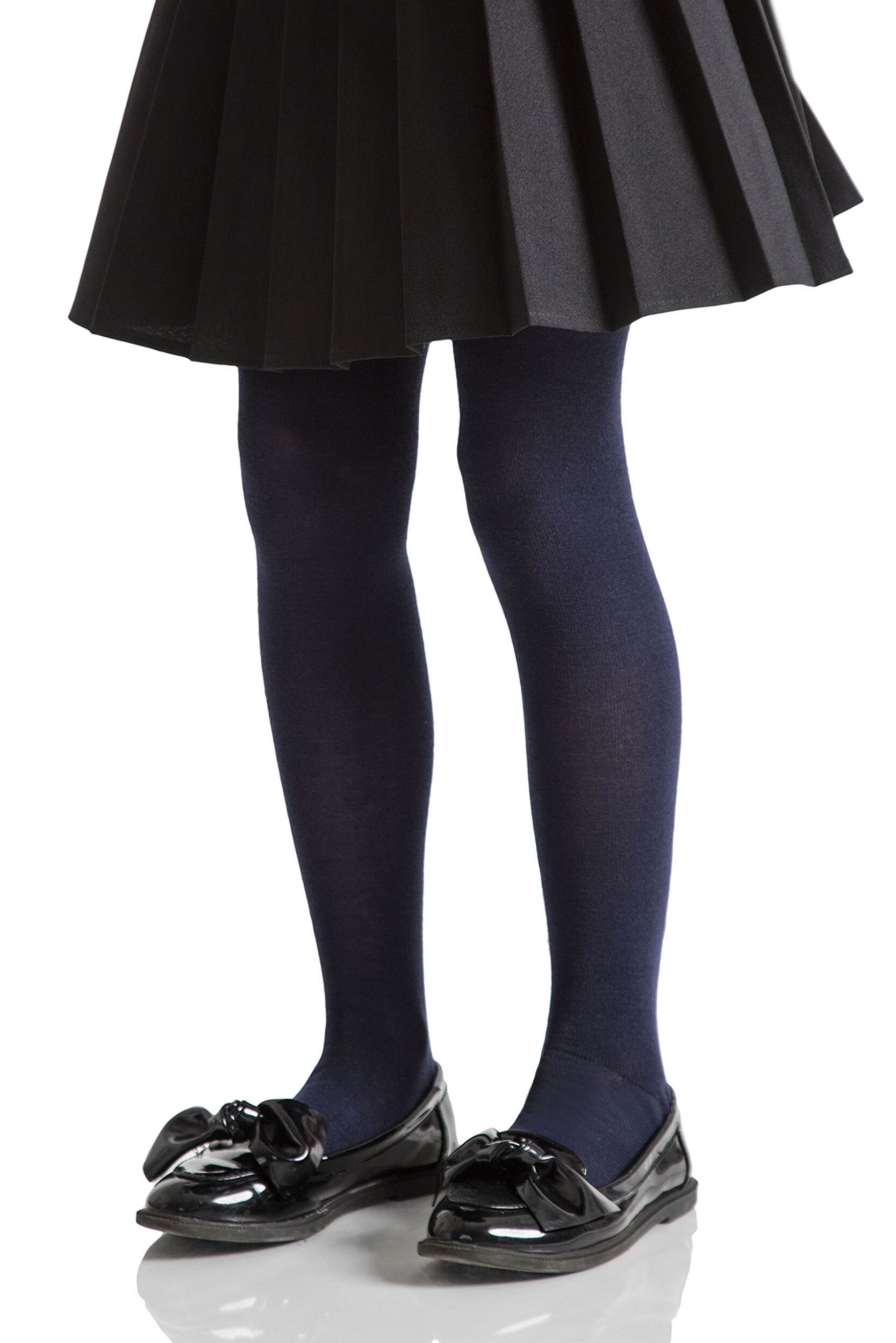 1 Pair Navy Plain Bamboo Tights with Smooth Toe Seams Girls 13-14 Years - SOCKSHOP